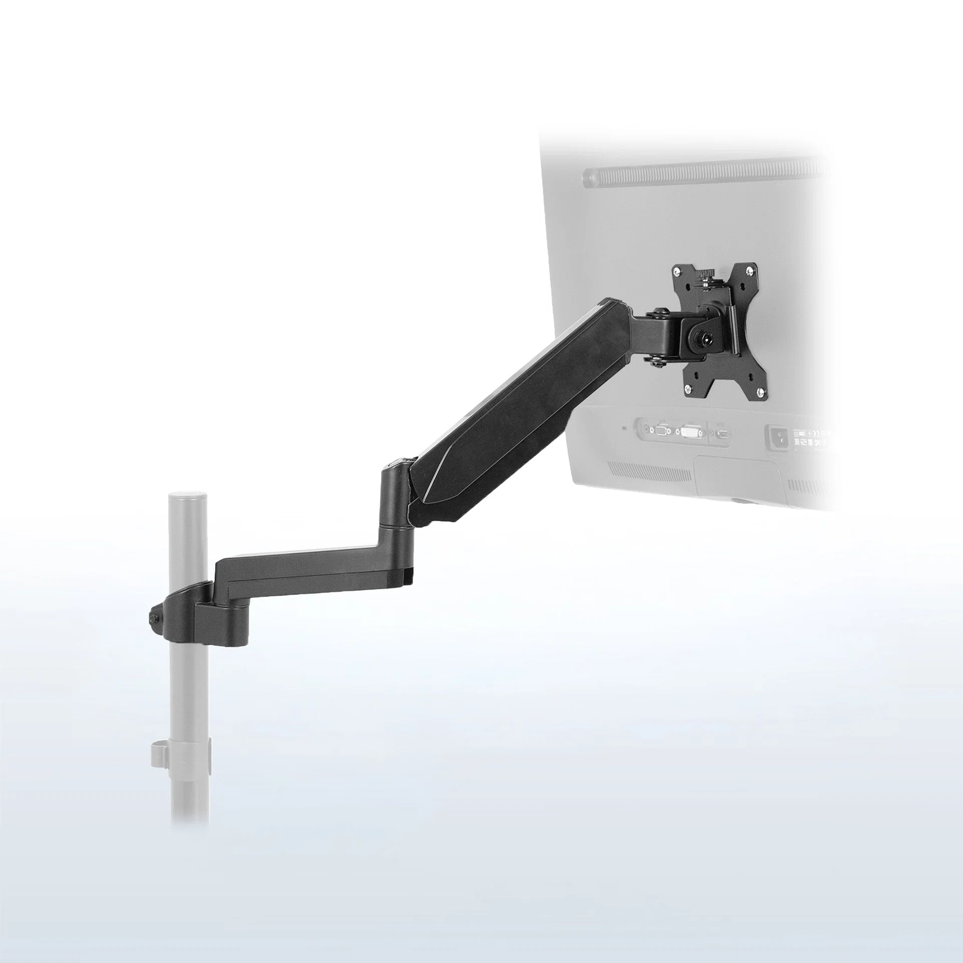Single Pneumatic Monitor Arm for Desk Stand - 17” to 32” Screens