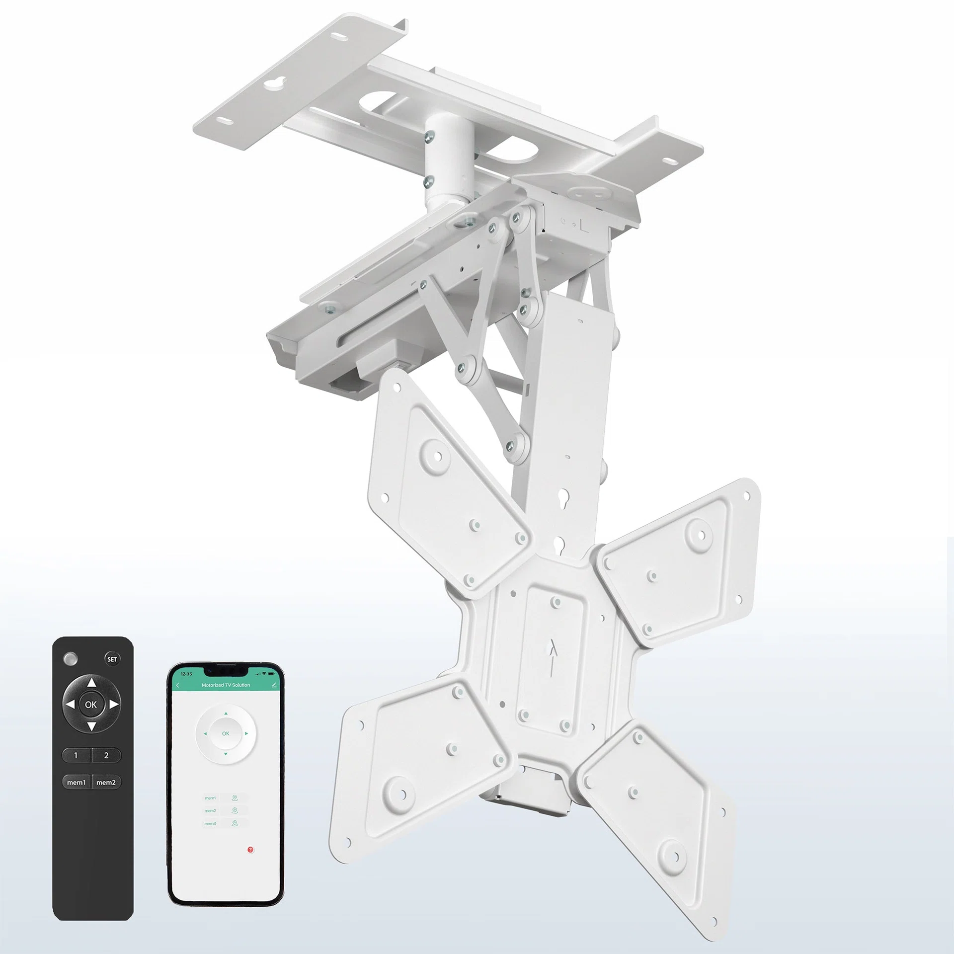 VIVO White Electric Flip Down Drop Ceiling TV Mount - 23" to 55" Screens — White Electric Flip Down Drop Ceiling TV Mount - 23" to 55" Screens — Product view