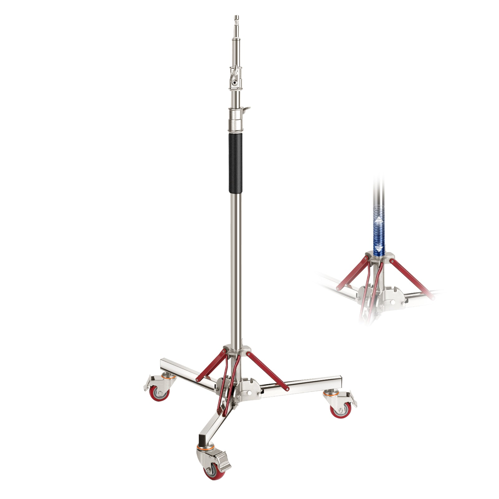 BASICS SC305B 305cm Heavy Duty Stainless Steel Wheeled Light Stand