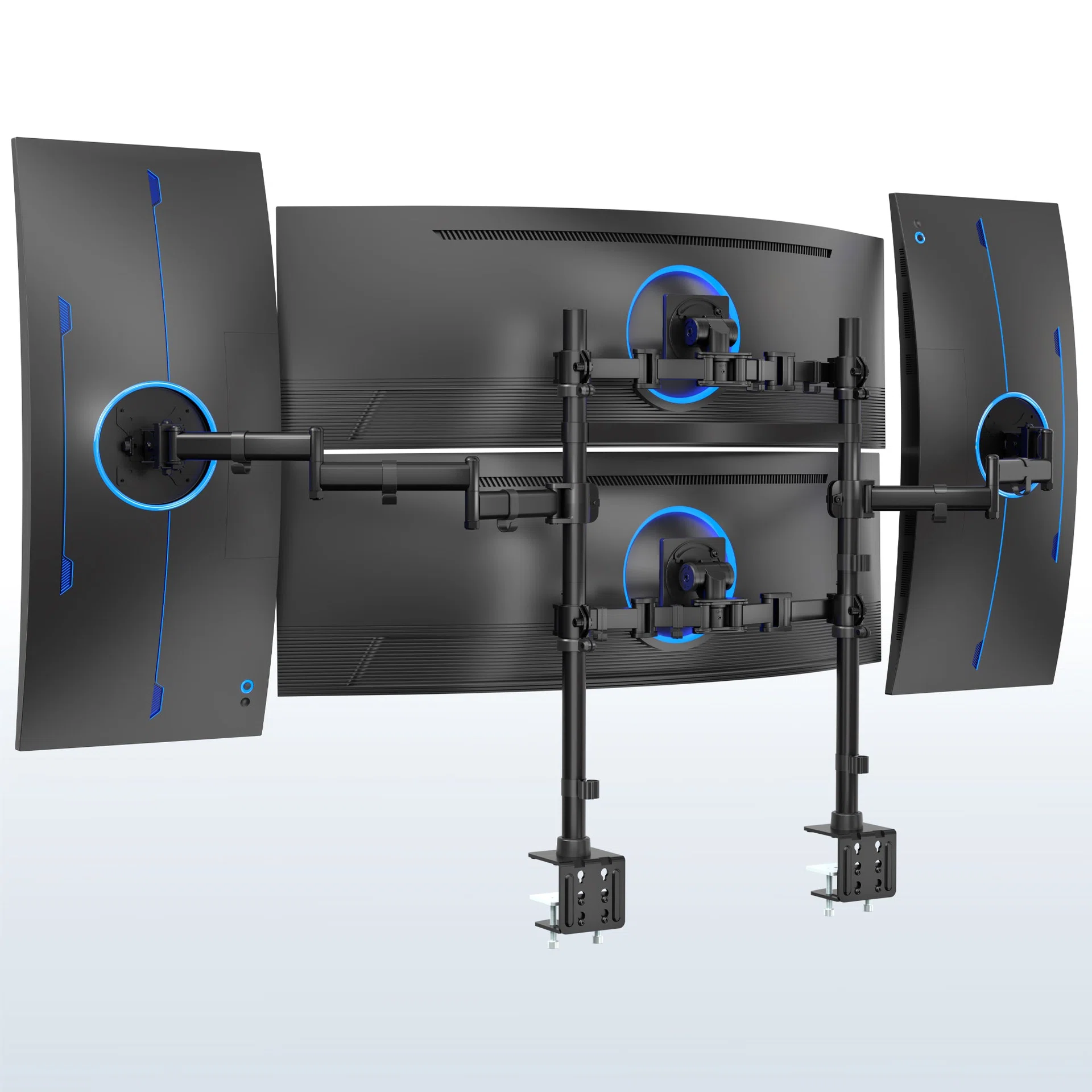 VIVO Quad Monitor Mount w/ 2 Centered Ultrawides - Up to 49” Screens — Quad Monitor Mount w/ 2 Centered Ultrawides - Up to 49” Screens — Product view