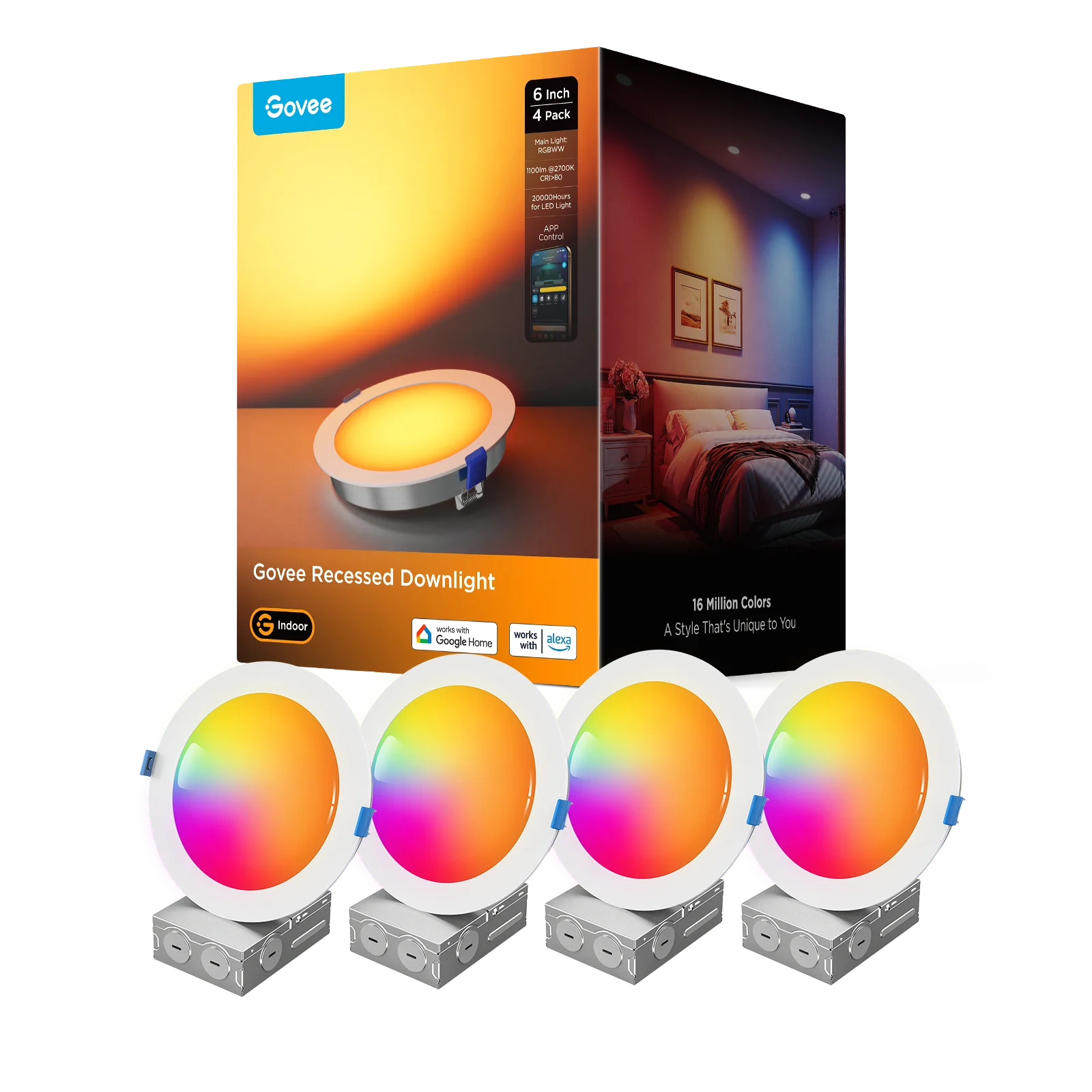 Govee 6-Inch Smart RGBWW Recessed Lights