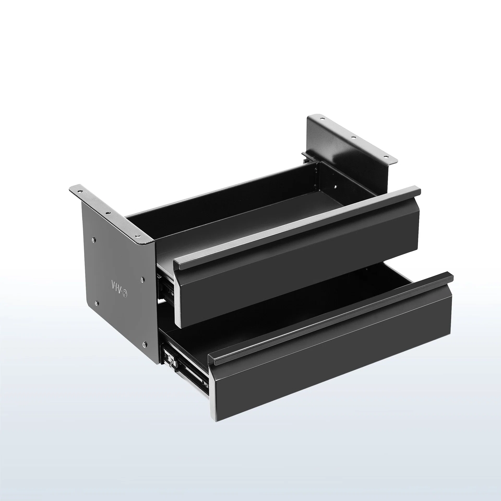 VIVO Pull Out 16" Dual Level Under Desk Drawer — Black — Product view