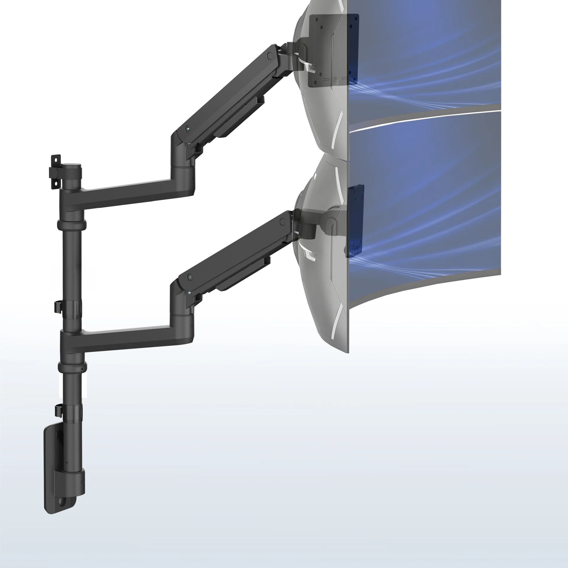 Pneumatic Arm Dual Ultrawide Monitor Wall Mount - Up to 49" Screens