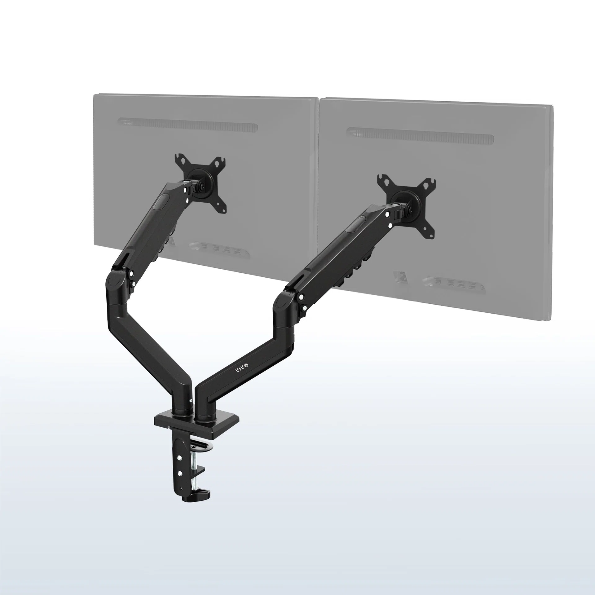 VIVO Pneumatic Arm Dual Monitor Desk Mount - 13” to 30” Screens — Black — Product view