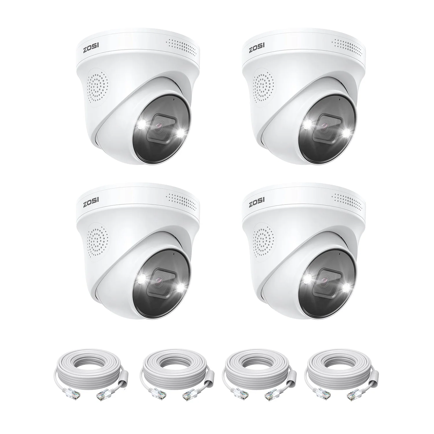 C225 2pcs/4pcs 5MP Add-on PoE Camera + 60 ft Ethernet Cable — 4-Camera Pack