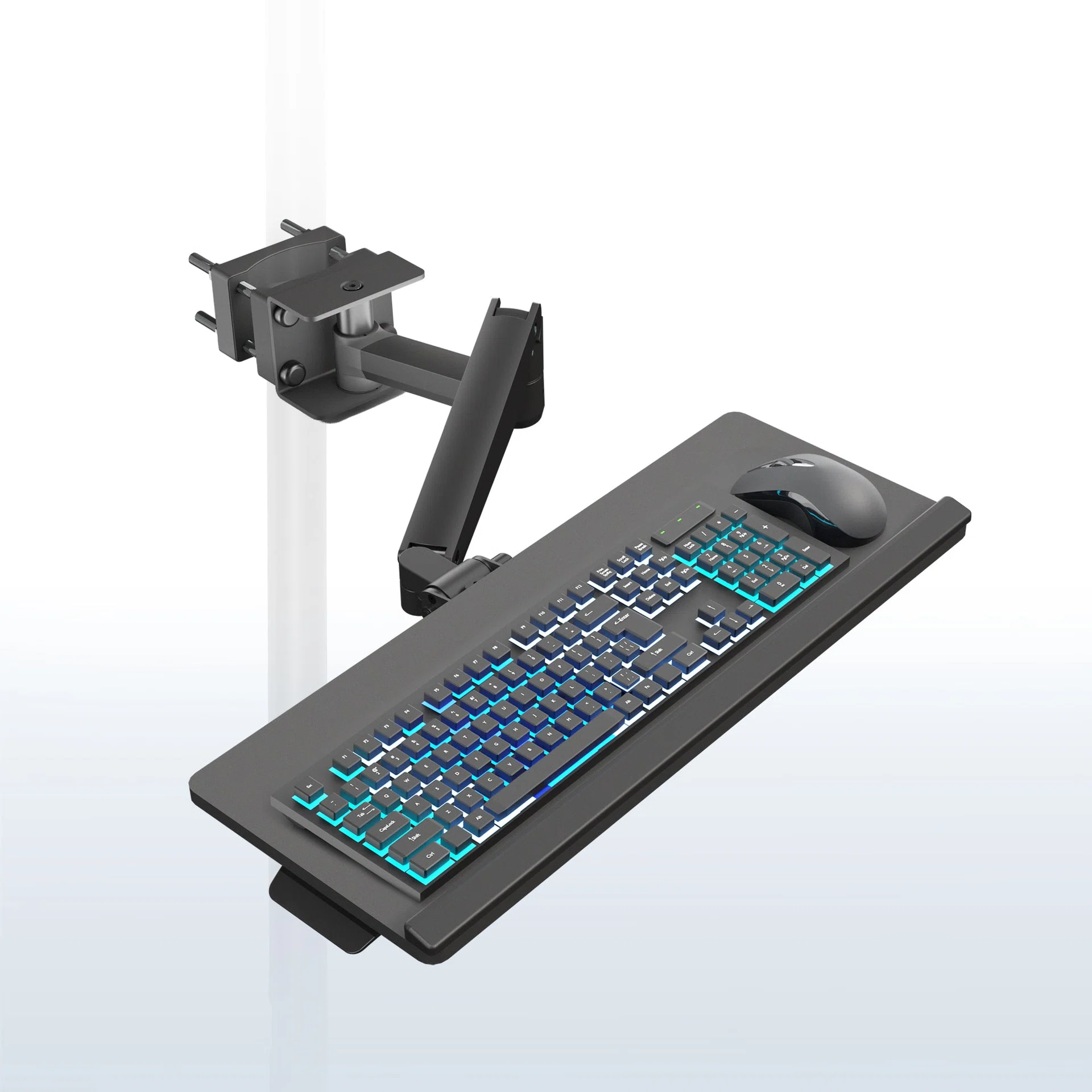 Pneumatic Pole Mounted Keyboard Tray