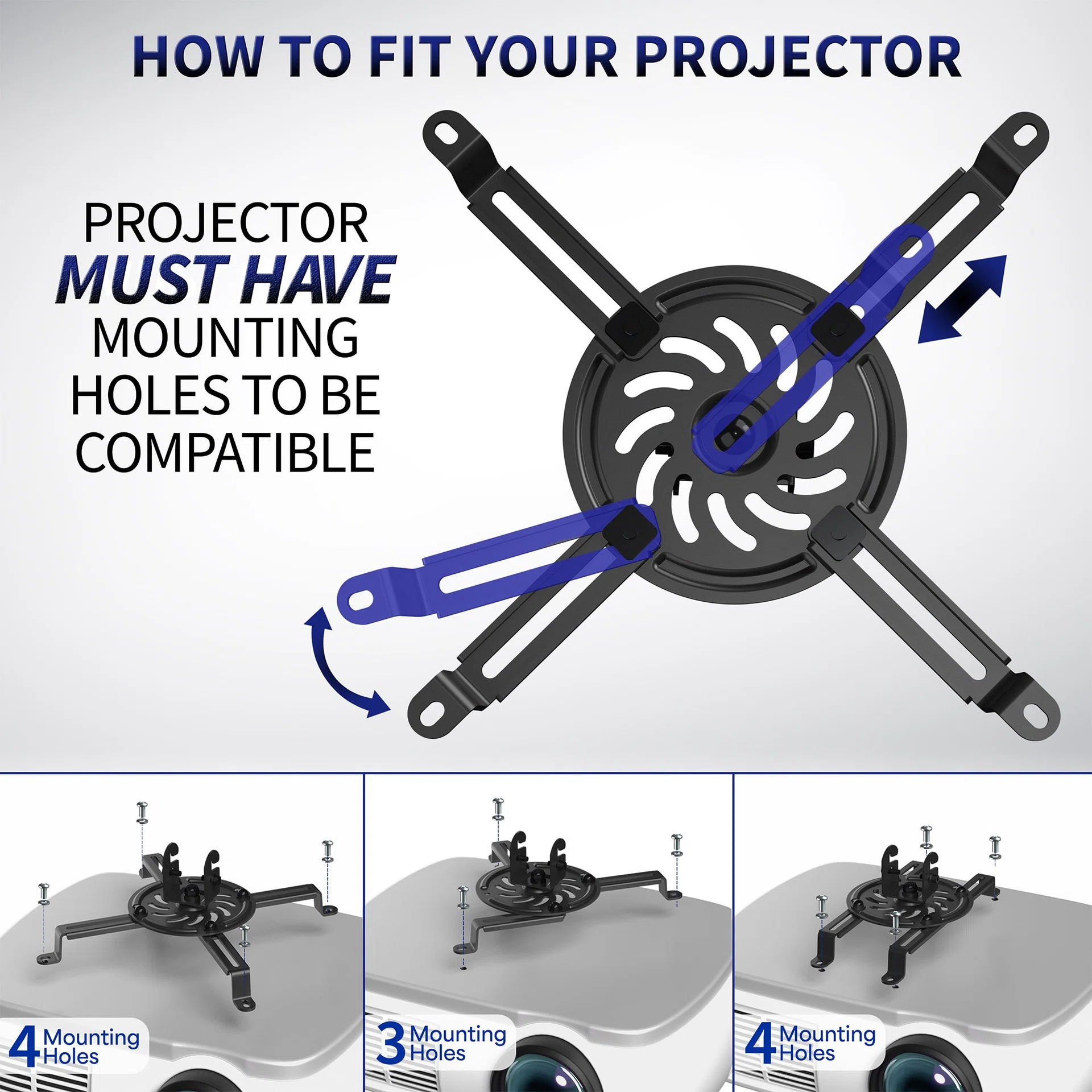 Adjustable Ceiling Mount for Regular and Mini Projectors