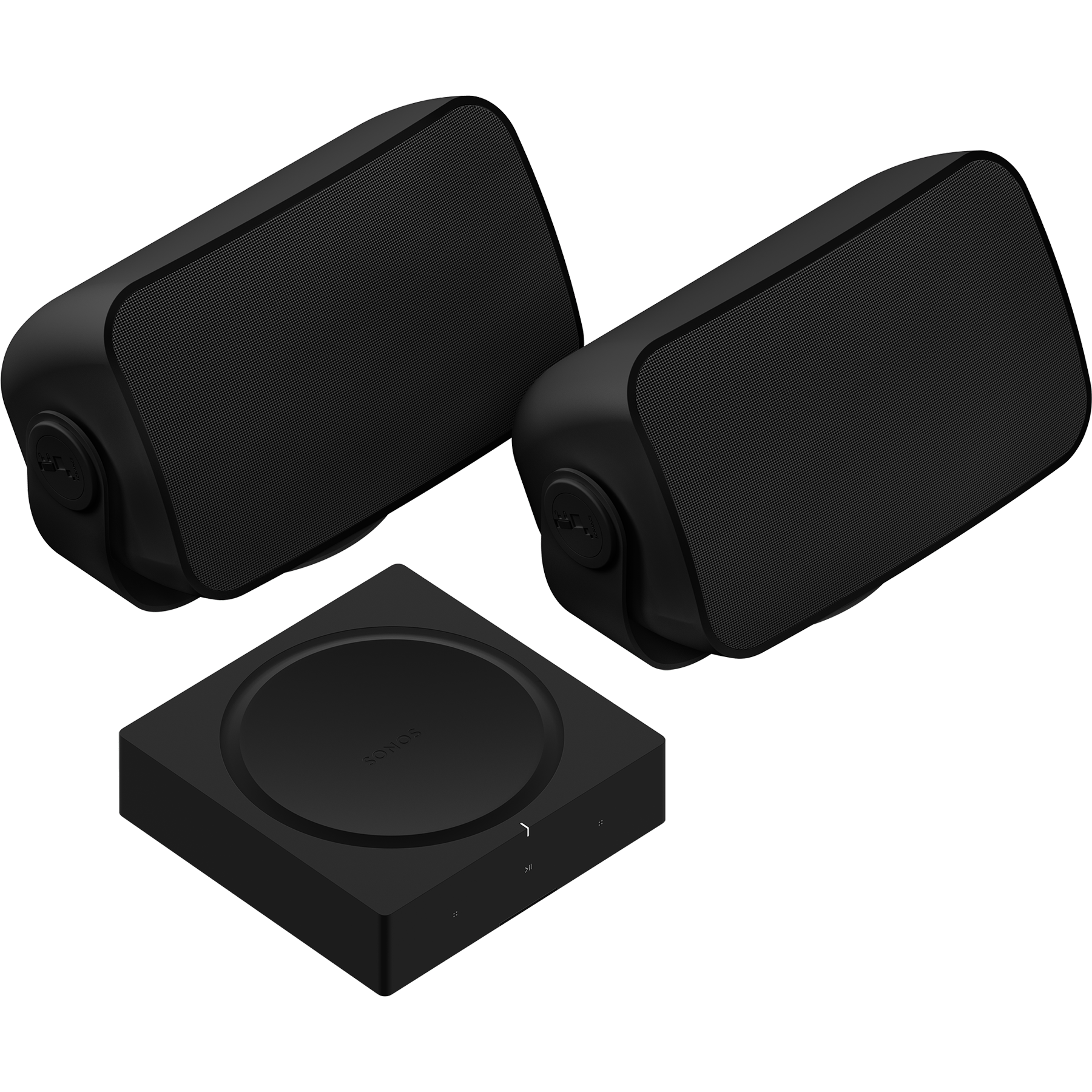 Amp with black Outdoor Speakers Set