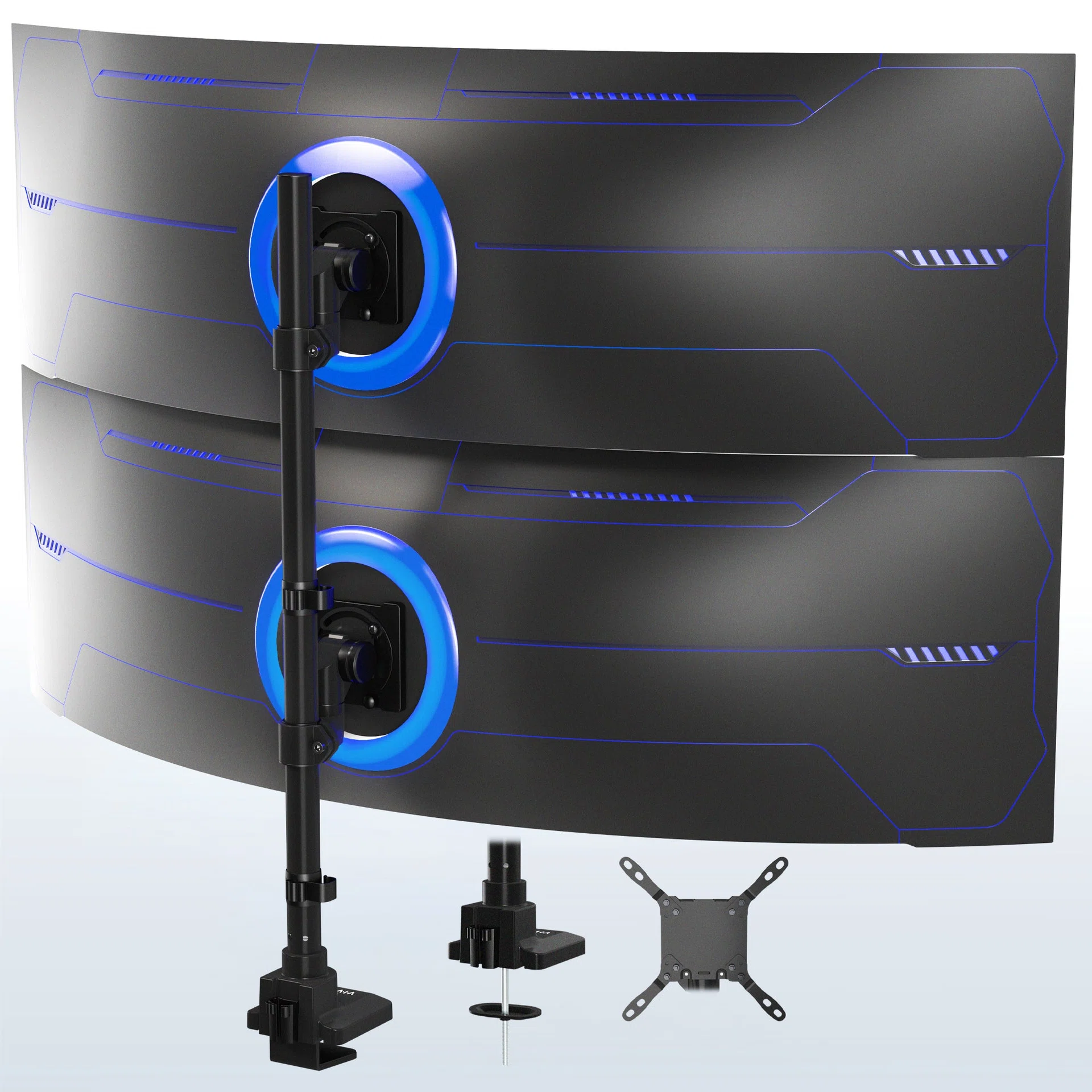 VIVO Vertical Dual Ultrawide Monitor Desk Mount - Up to 57" Screens — Vertical Dual Ultrawide Monitor Desk Mount - Up to 57" Screens — Product view