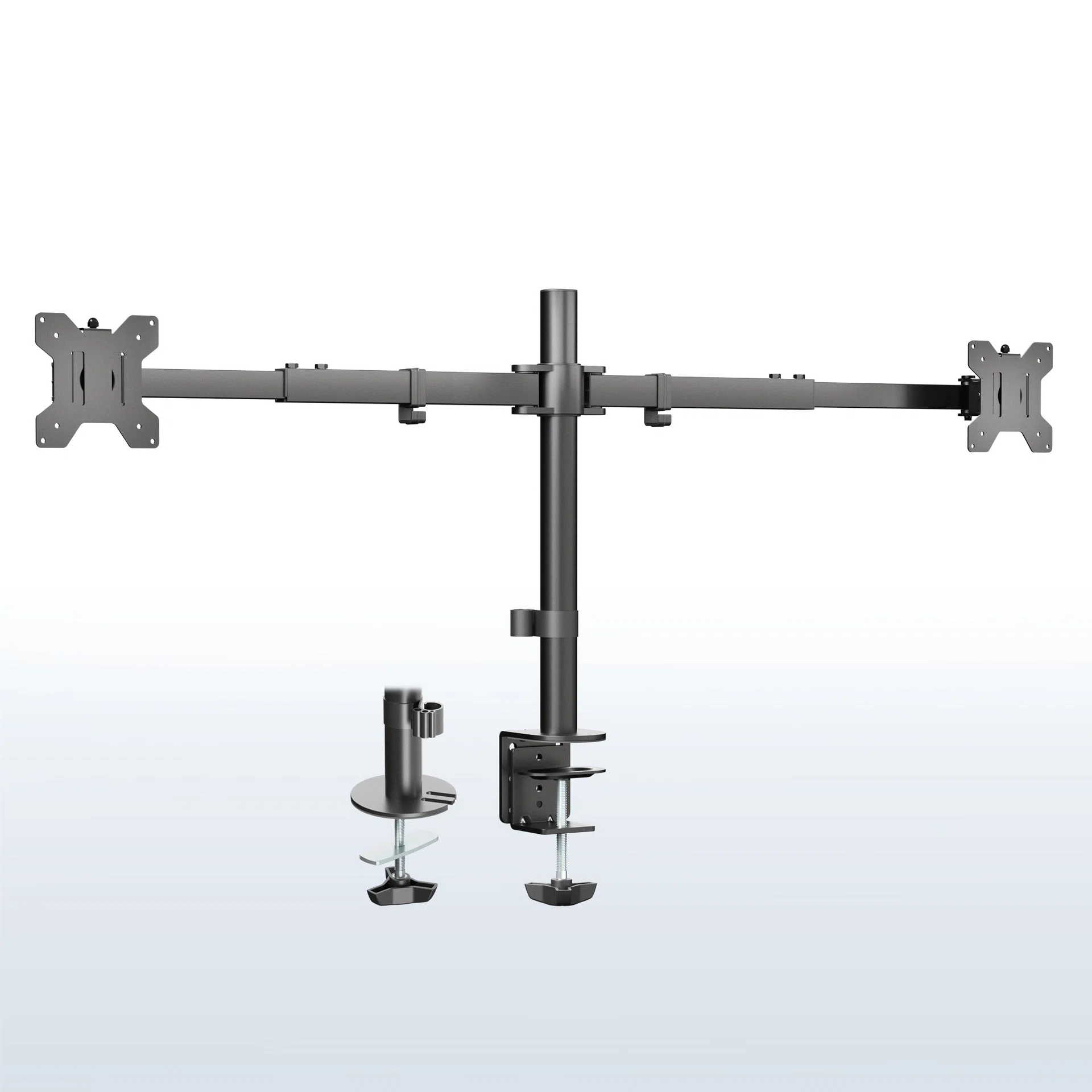 VIVO Telescoping Dual Monitor Desk Mount - 27” to 38” Screens — Black — Product view