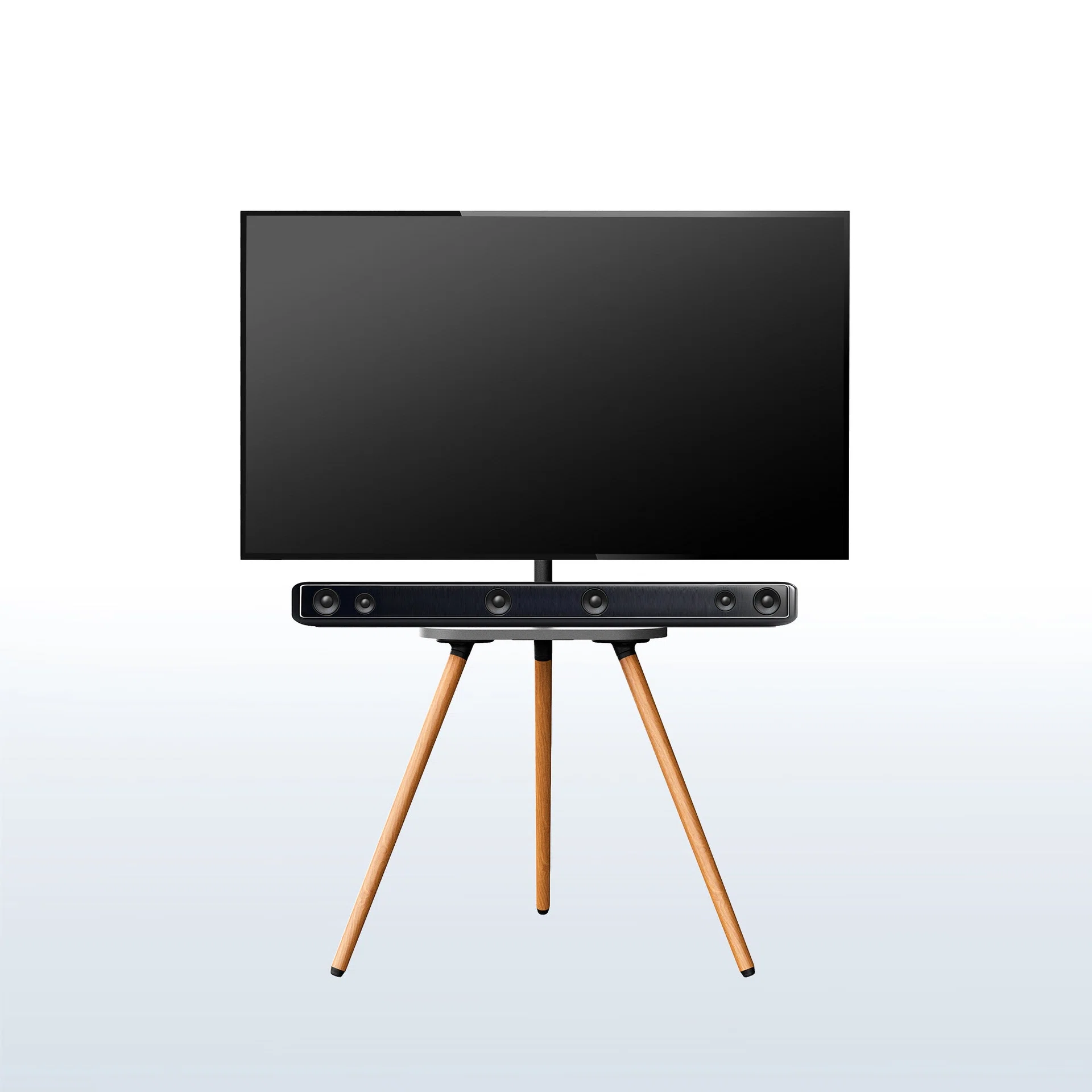 Dark Walnut TV Easel Studio Stand with Shelf - 43" to 65" Screens