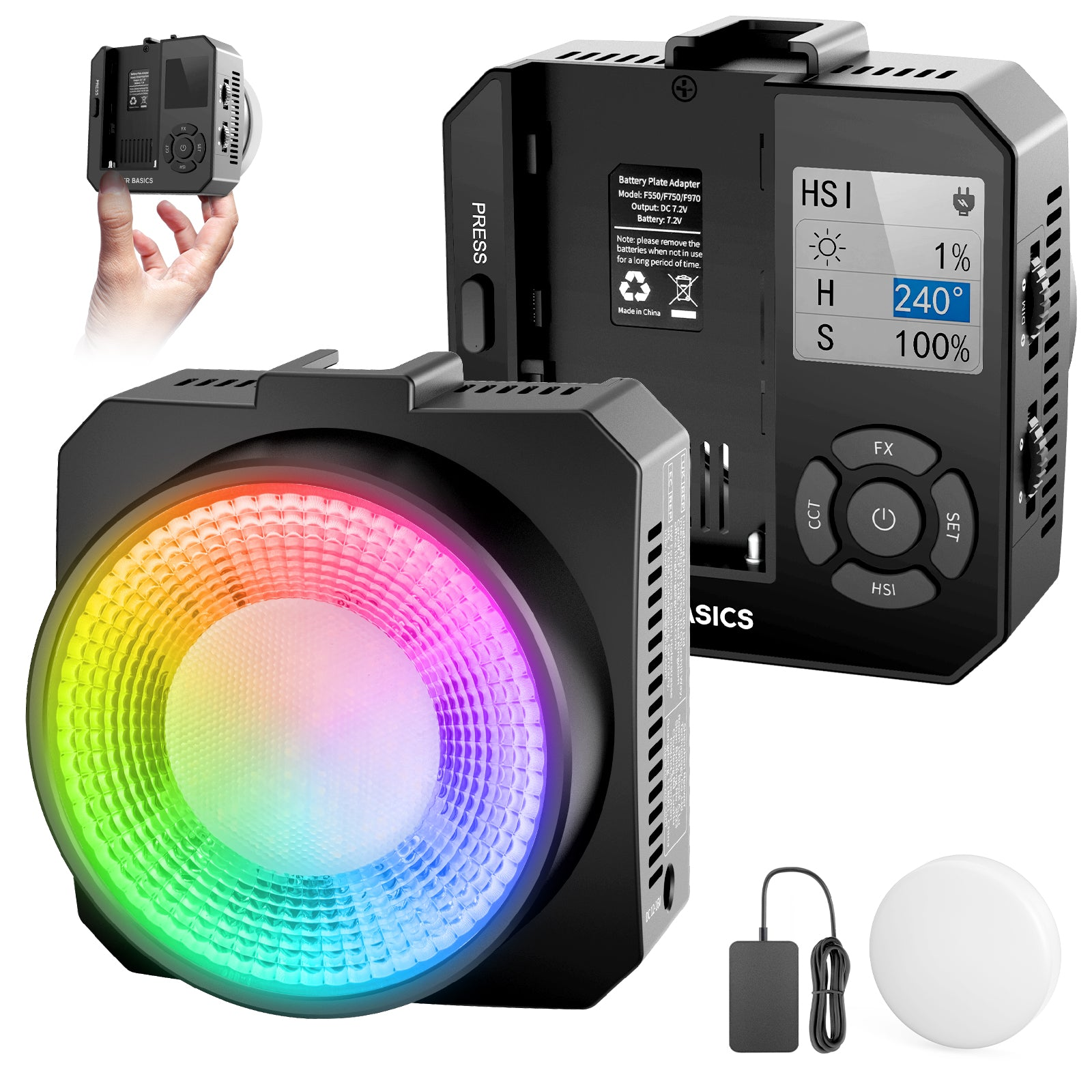 BASICS HL28C 28W Full RGB Pocket LED Video Light