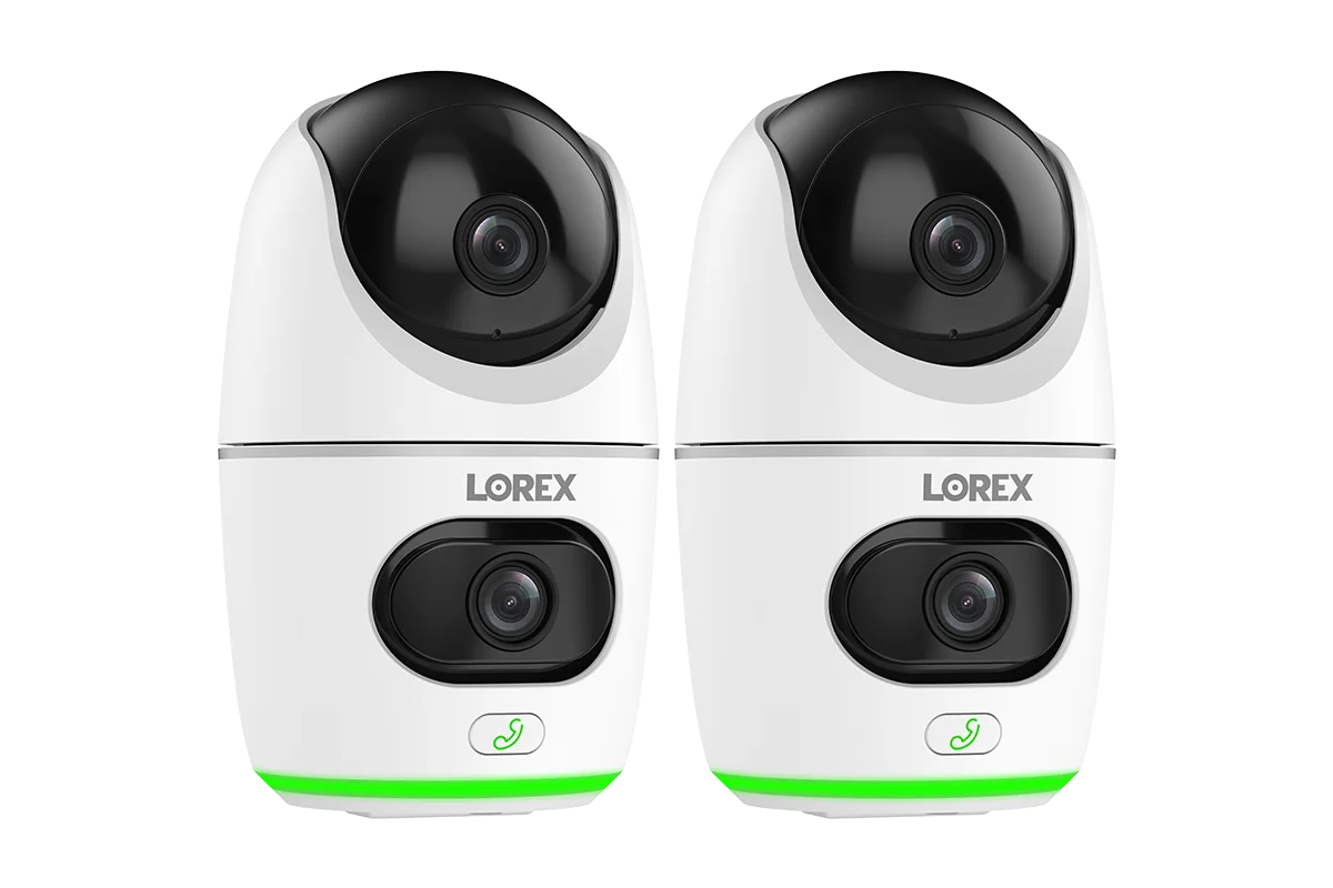 Lorex 2K Dual Lens Indoor Pan-Tilt Wi-Fi Security Camera (2-pack, 32GB)