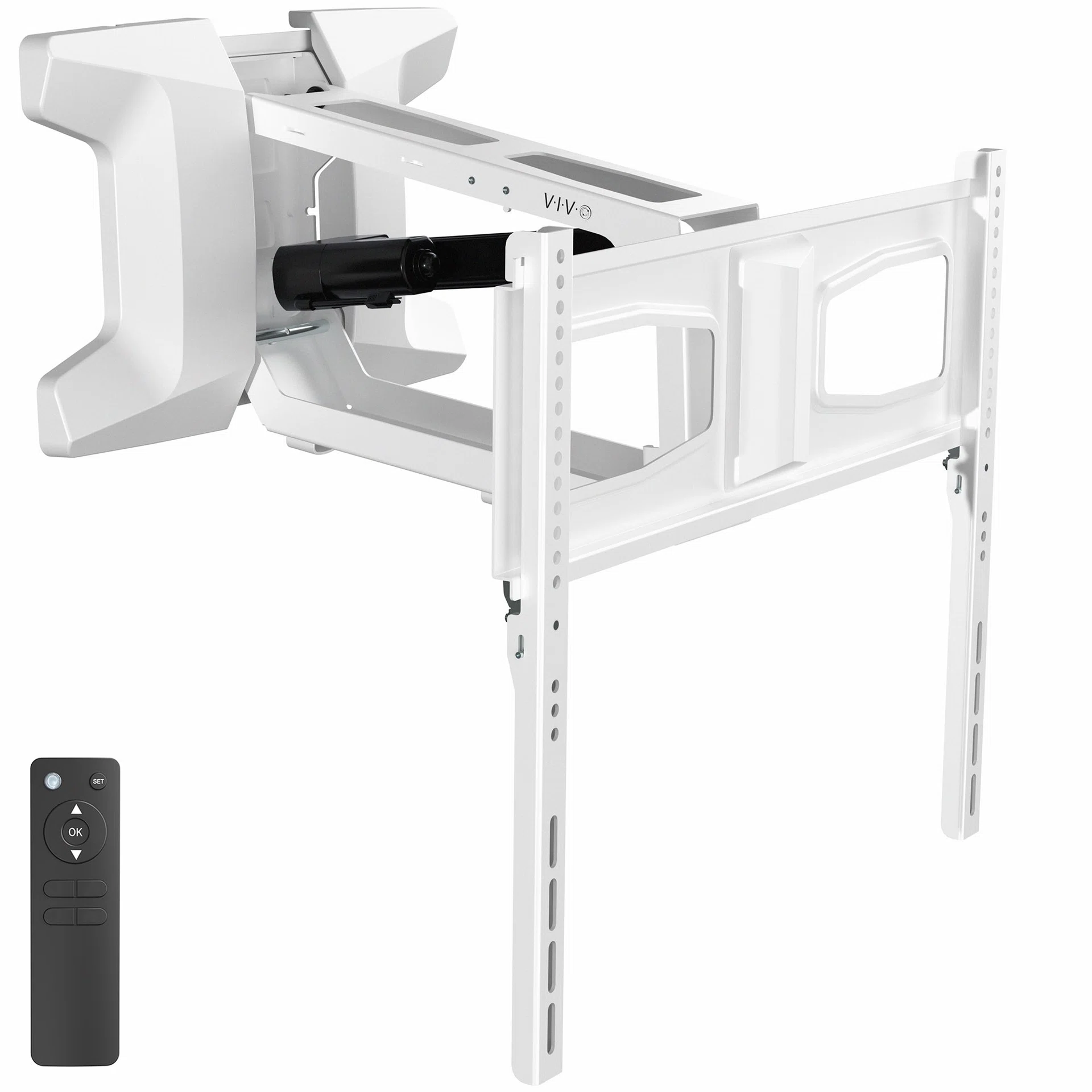 VIVO Fireplace Mantel Electric TV Wall Mount - 37" to 70" Screens — White — Product view