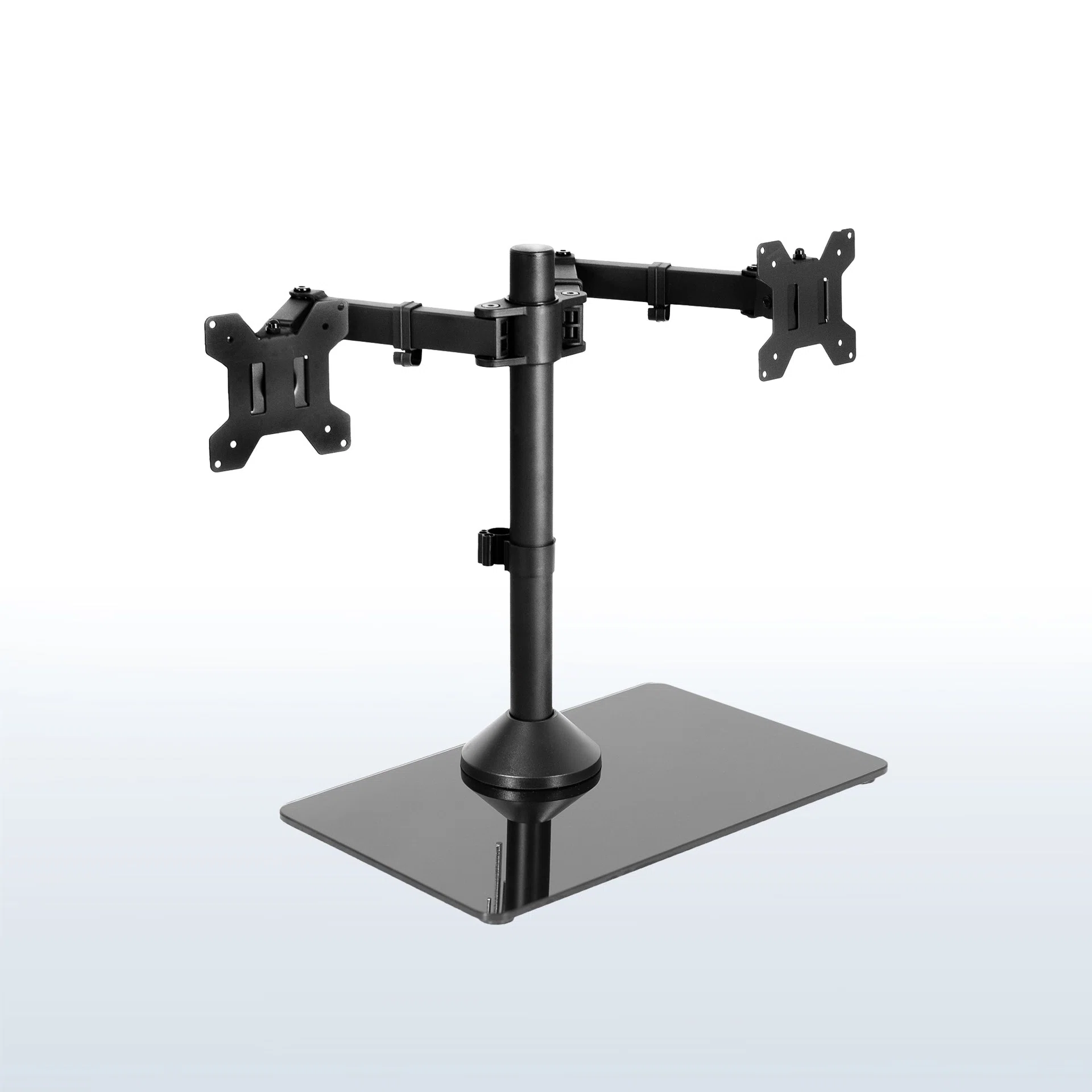 VIVO Dual Monitor Desk Stand with Glass Base - Up to 38" Screens — Black / 32" Screens — Product view