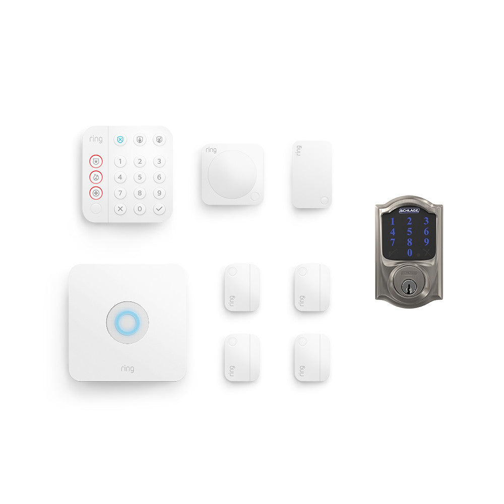 8-Piece Alarm Security Kit + Schlage Connect Smart Deadbolt (for 2nd Generation)
