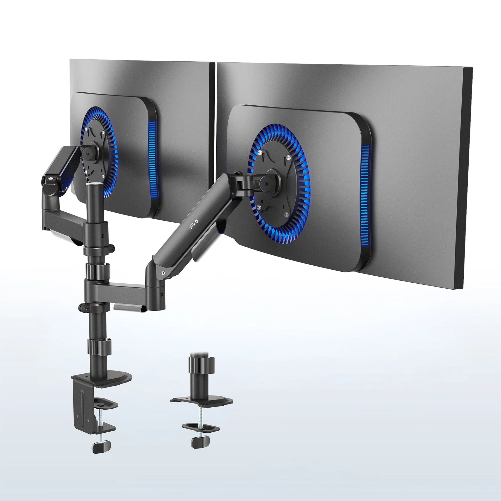 VIVO Mechanical Arm Dual Monitor Desk Mount - 17" to 32" Screens — Black — Product view