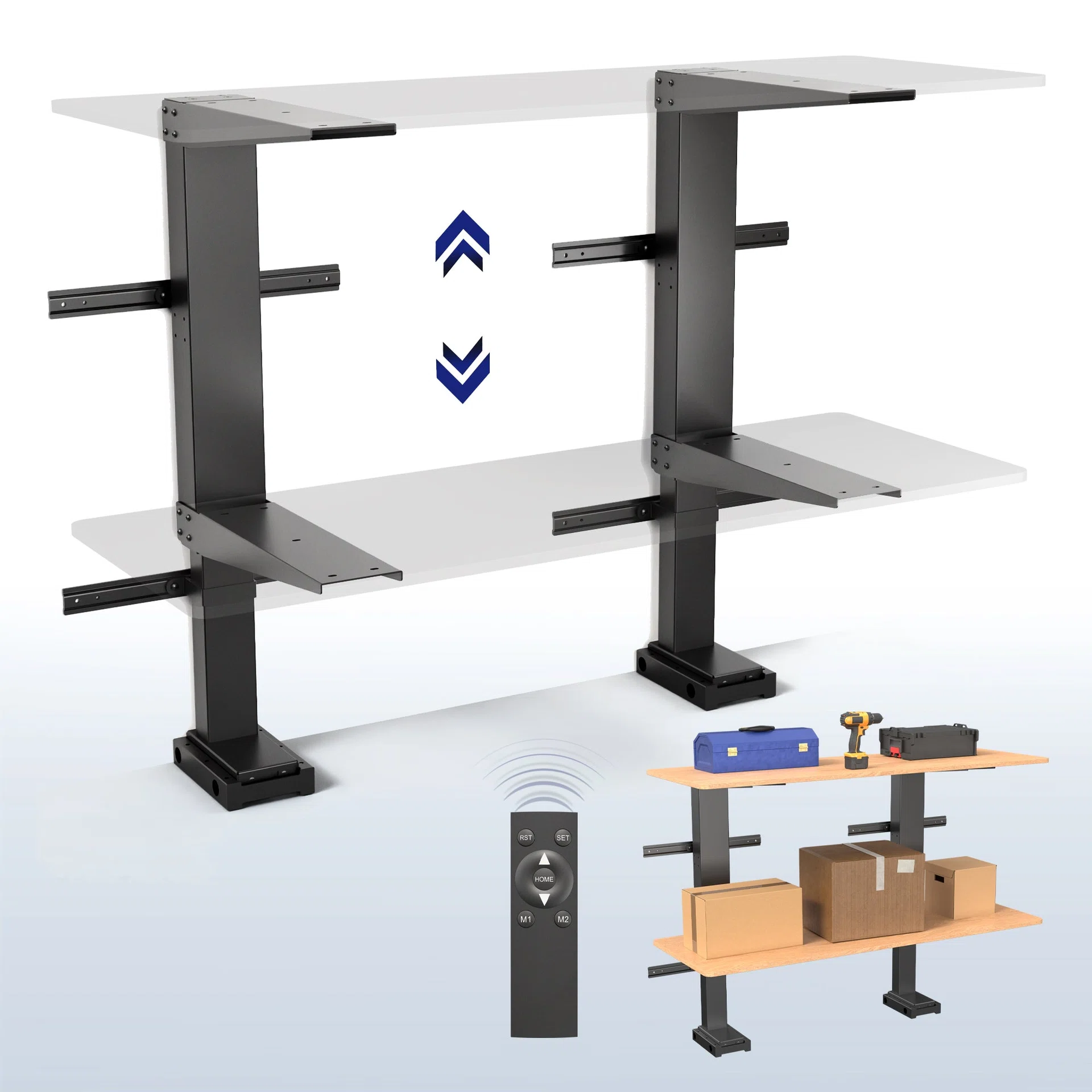 VIVO Electric Height Adjusting Garage Shelf / Workbench Mount — Electric Height Adjusting Garage Shelf / Workbench Mount — Product view