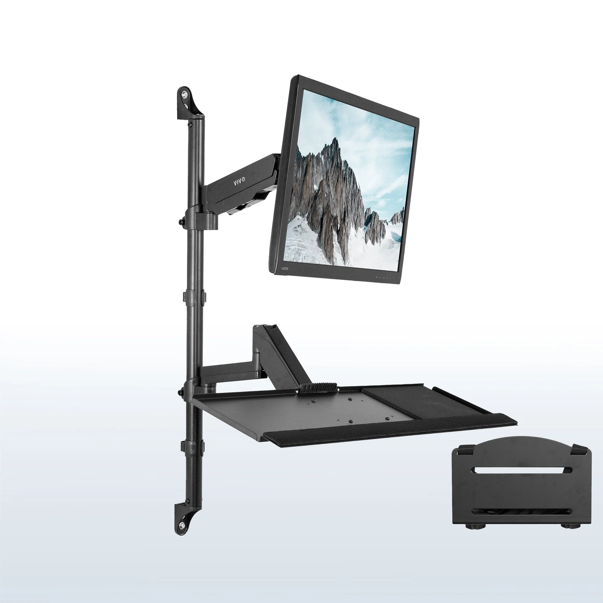 VIVO Single Monitor Sit to Stand Wall Mount Workstation - 17” to 32” Screens — Single Monitor Sit to Stand Wall Mount Workstation - 17” to 32” Screens — Product view