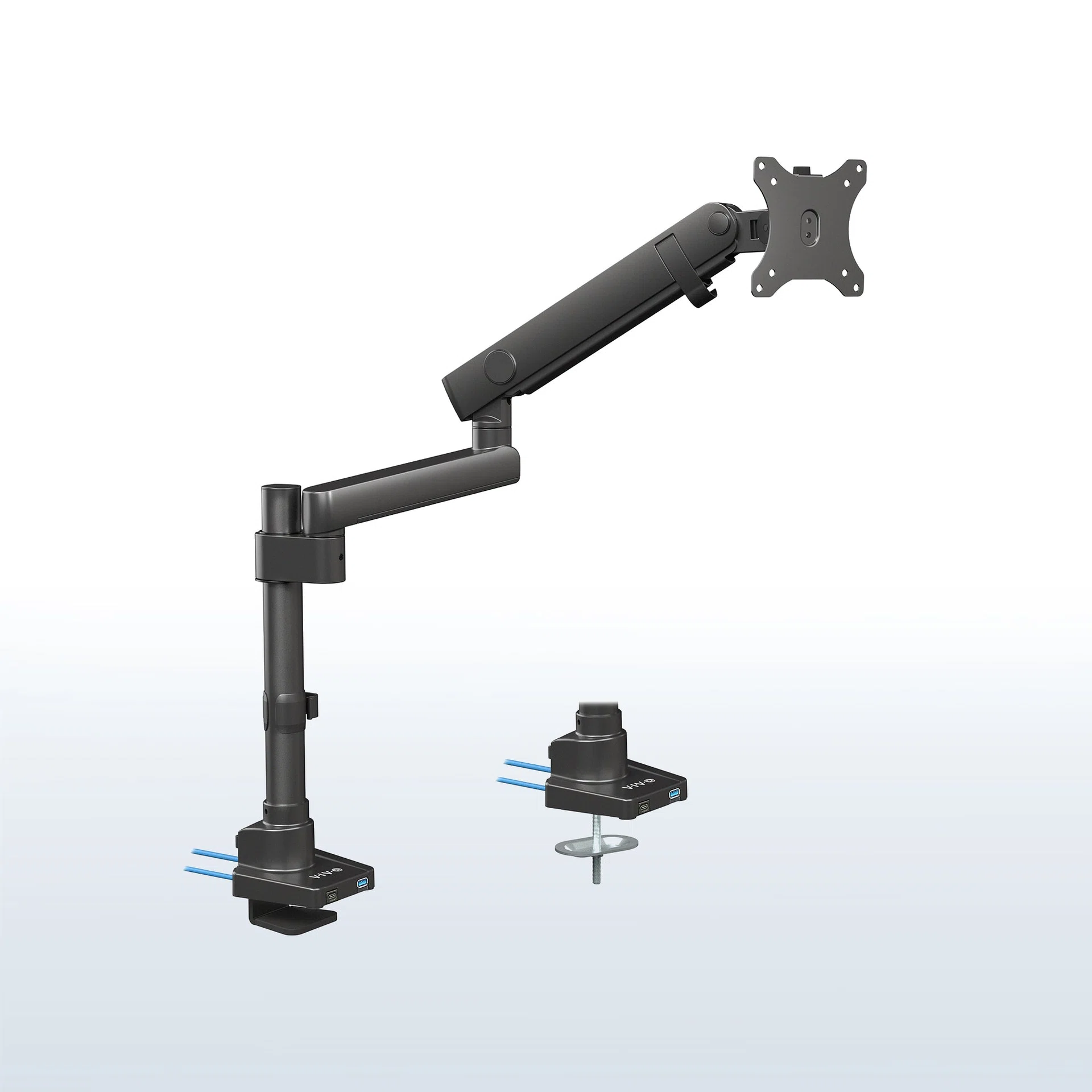 VIVO Mechanical Arm Single Monitor Desk Mount with USB Ports - 17" to 40" Screens — Mechanical Arm Single Monitor Desk Mount with USB Ports - 17" to 40" Screens — Product view