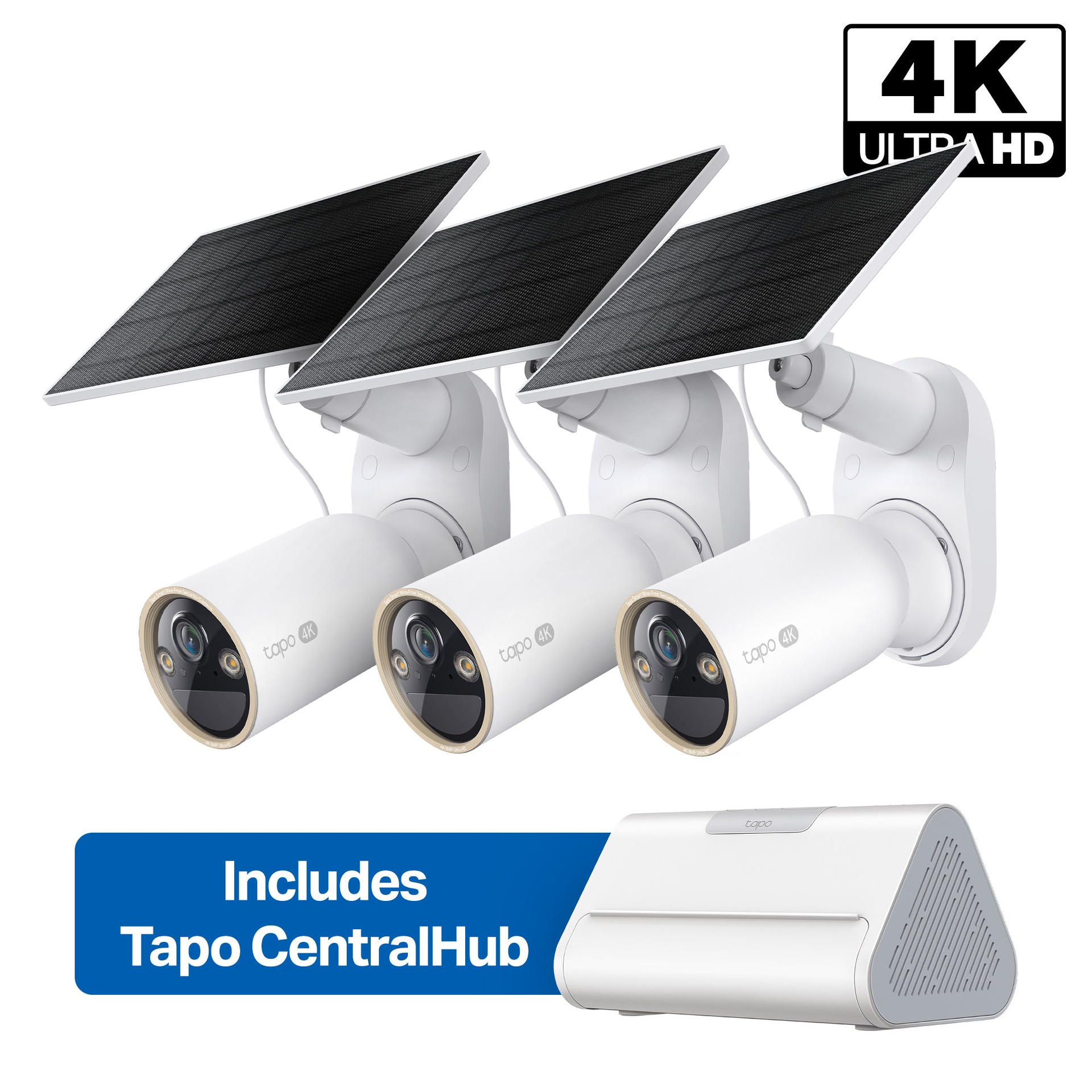TP-Link MagCam 4K Solar Outdoor Camera Smart CentralHub Bundle, Tapo C460 Kit 3-Pack + H500 — Product view