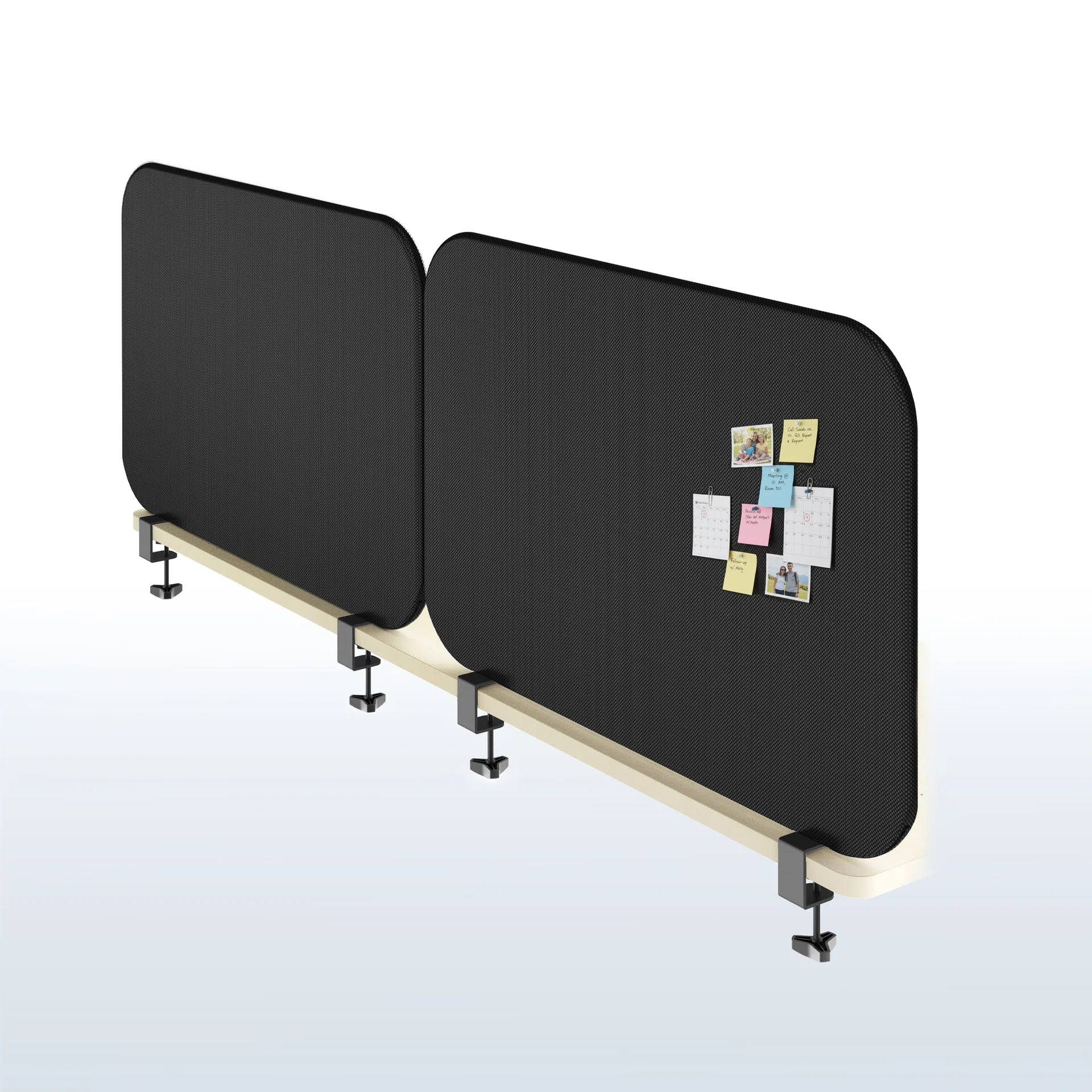VIVO Clamp-On Stretched Fabric Desk Privacy Panel (x2) — Clamp-On Stretched Fabric Desk Privacy Panel (x2) — Product view