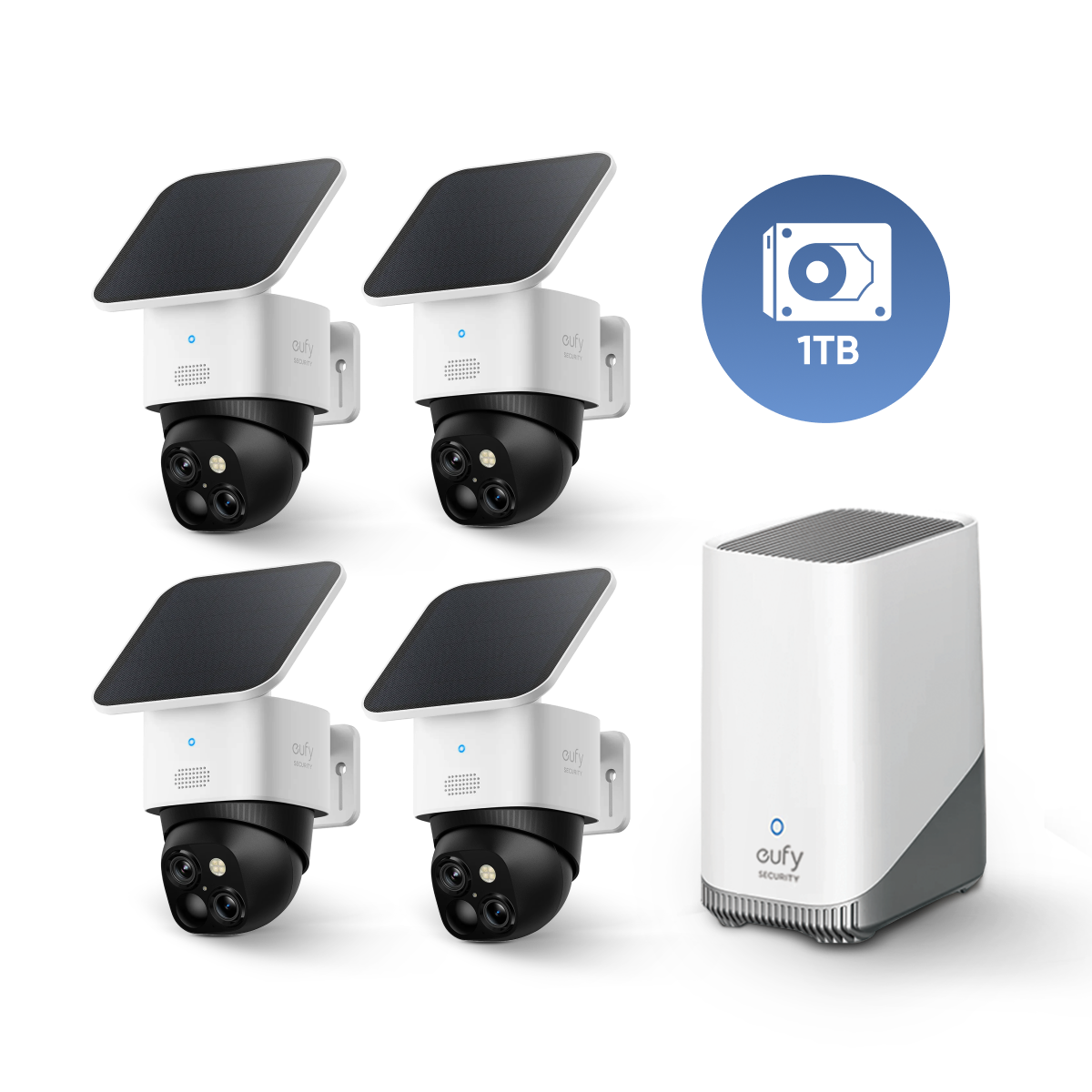 Eufy SoloCam S340 (4-Cam Pack) + HomeBase™ S380 + 1 TB Hard Drive