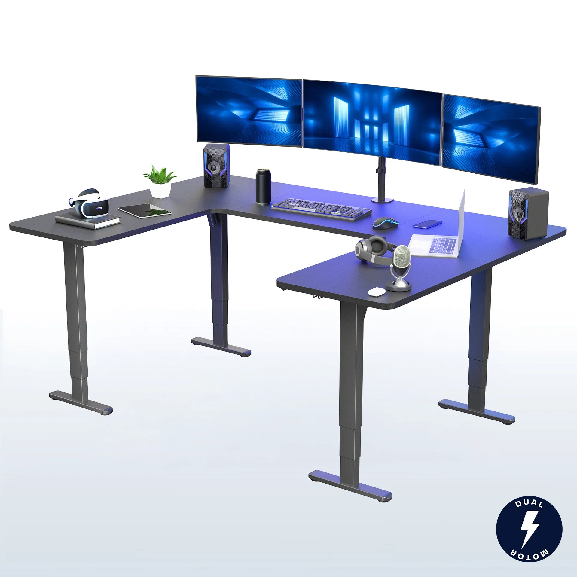 U-Shaped 83" x 60" Dual Motor Electric Desk