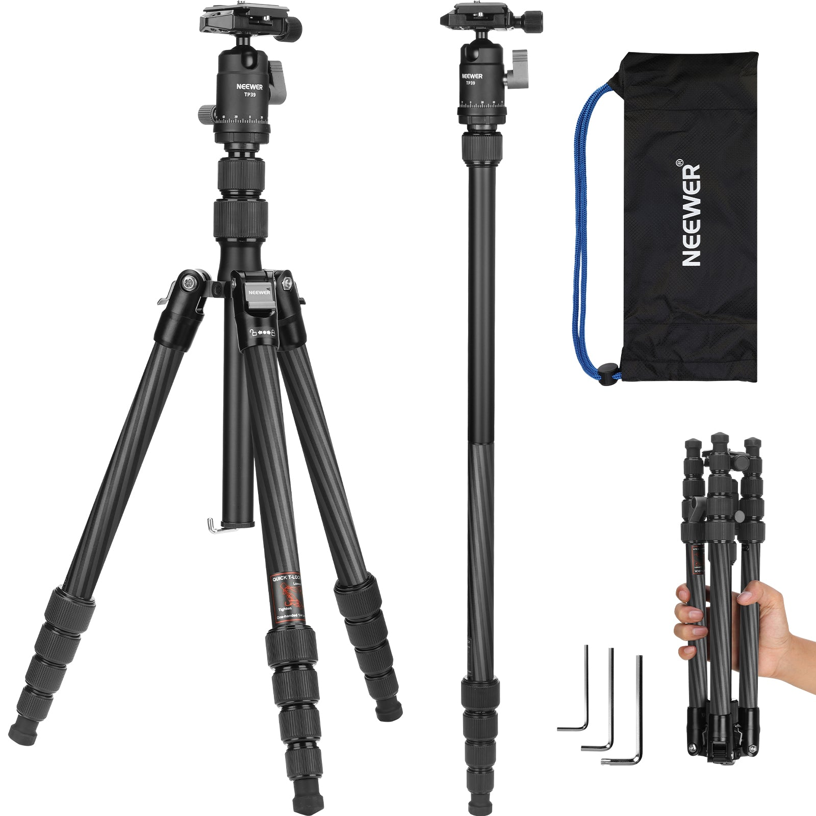 TP39 65" Carbon Fiber Camera Tripod