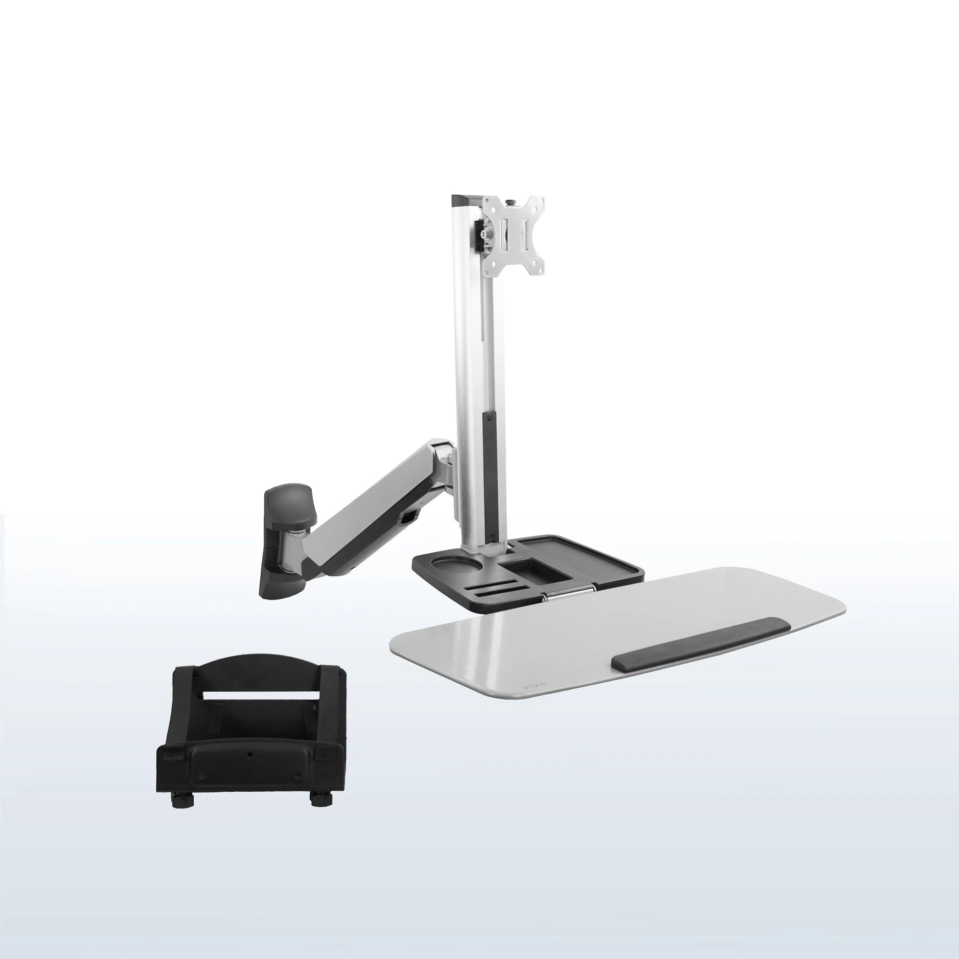 VIVO Silver Single Monitor Sit to Stand Wall Mount - 13" to 32" Screens — Silver Single Monitor Sit to Stand Wall Mount - 13" to 32" Screens — Product view