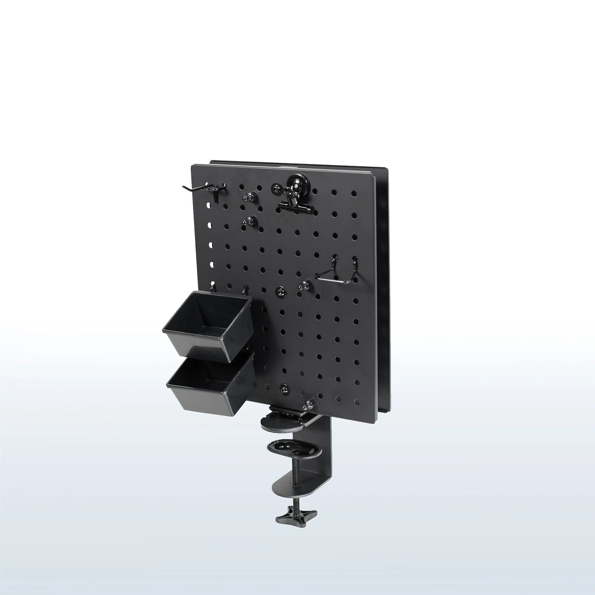Clamp-on Rotating Pegboard & Accessory Holder
