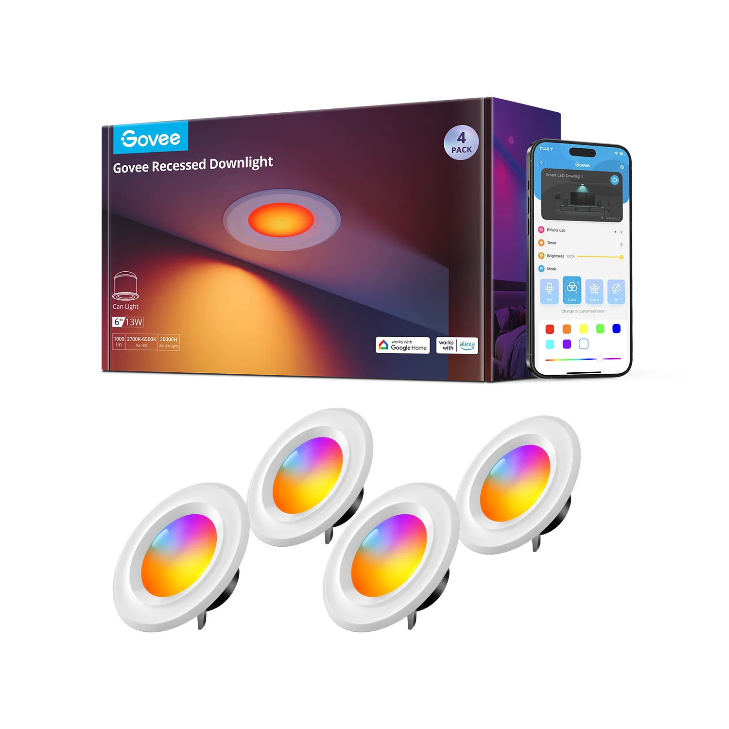 Govee 6-Inch Smart Retrofit Recessed Can Lights