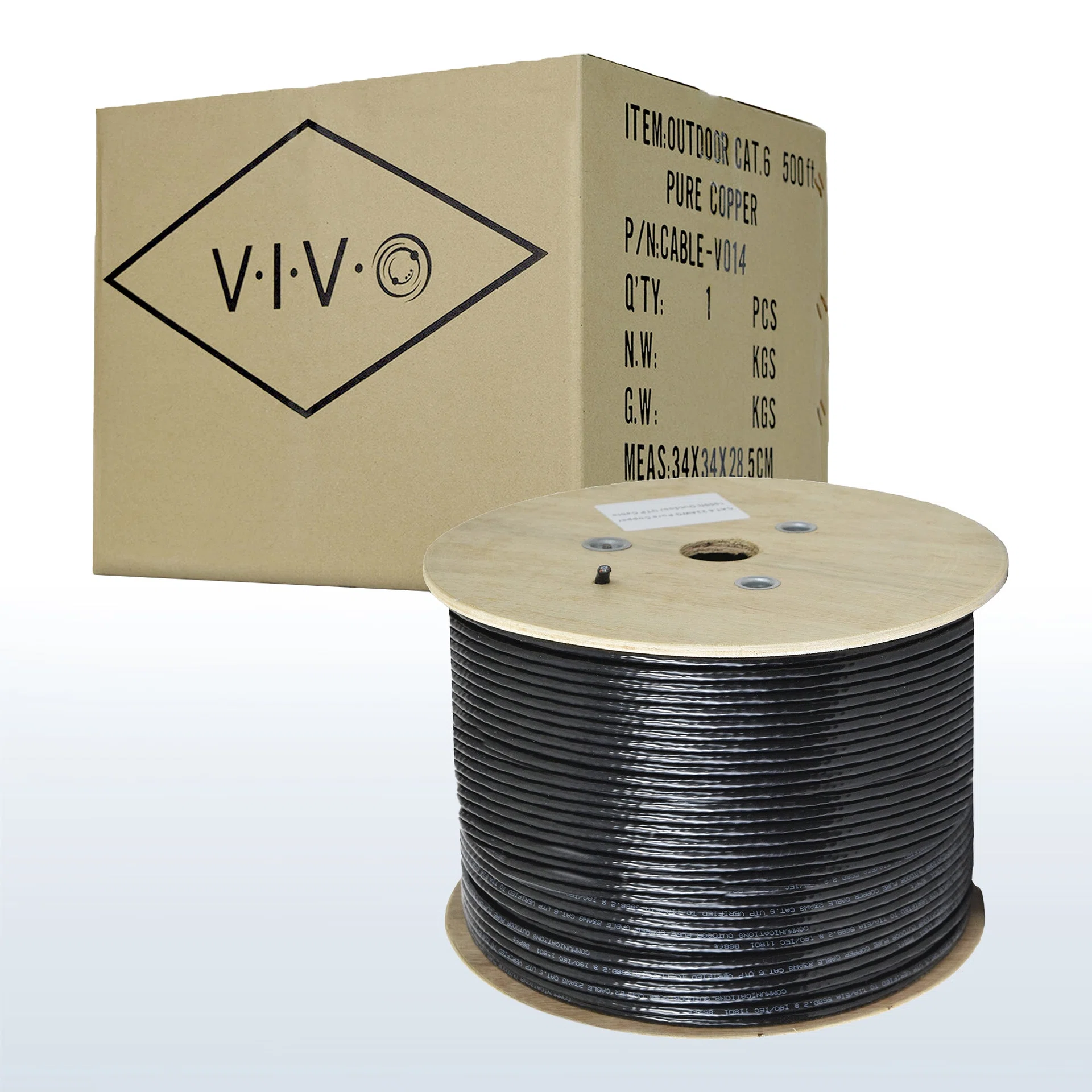 Black 500ft Cat6 Full Copper Ethernet Cable