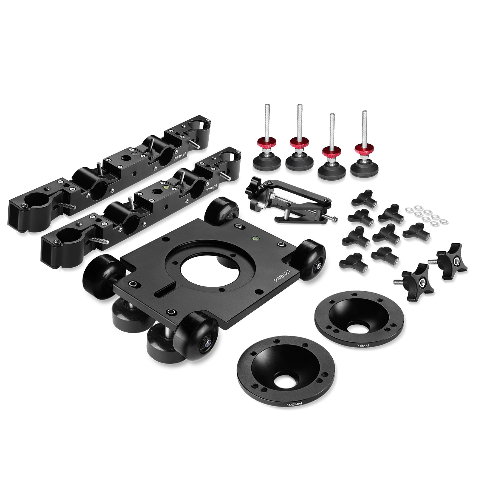 Polaris Mini Portable Video Camera Dolly w Universal Track Ends | Mitchell & 75mm Bowl Mount