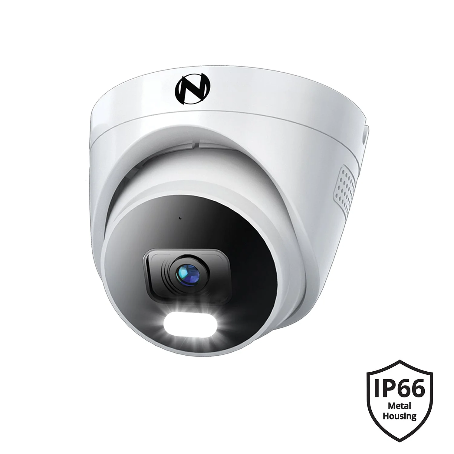 Ruggedized Add On Wired IP 4K Deterrence Dome Camera with 2-Way Audio - White