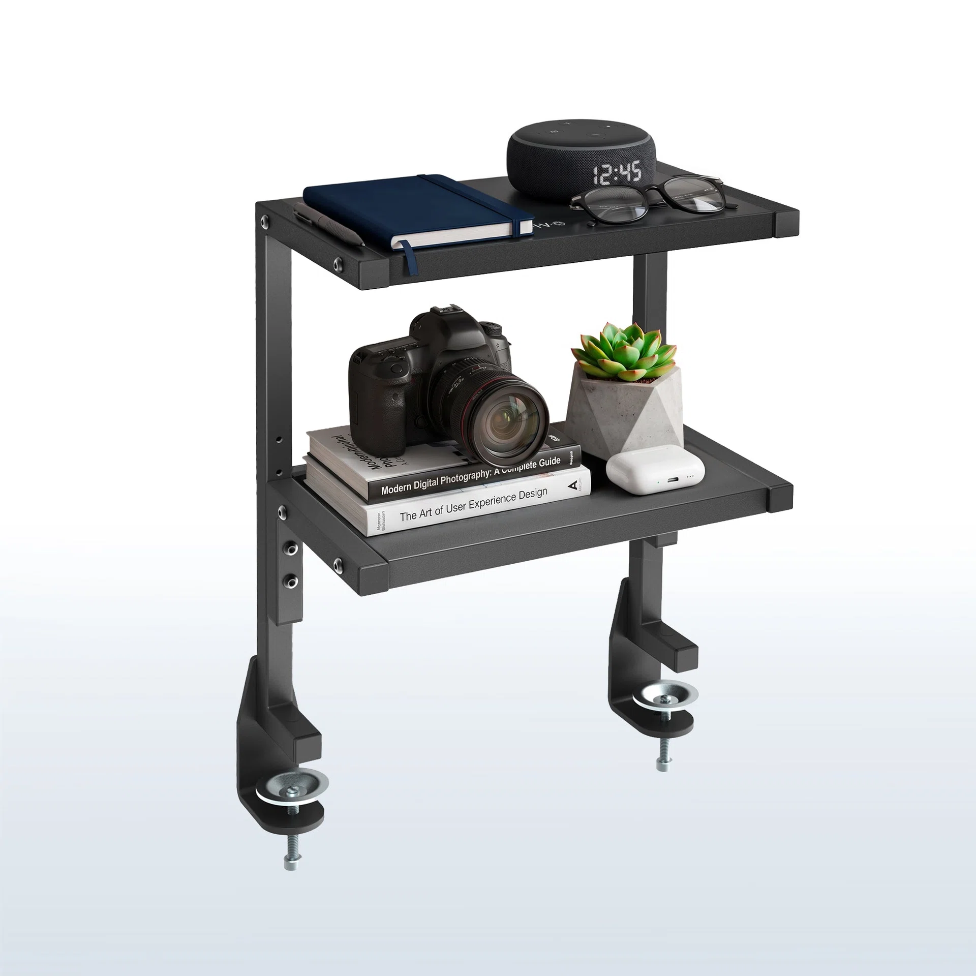 Above/Below Clamp-on Dual Shelf
