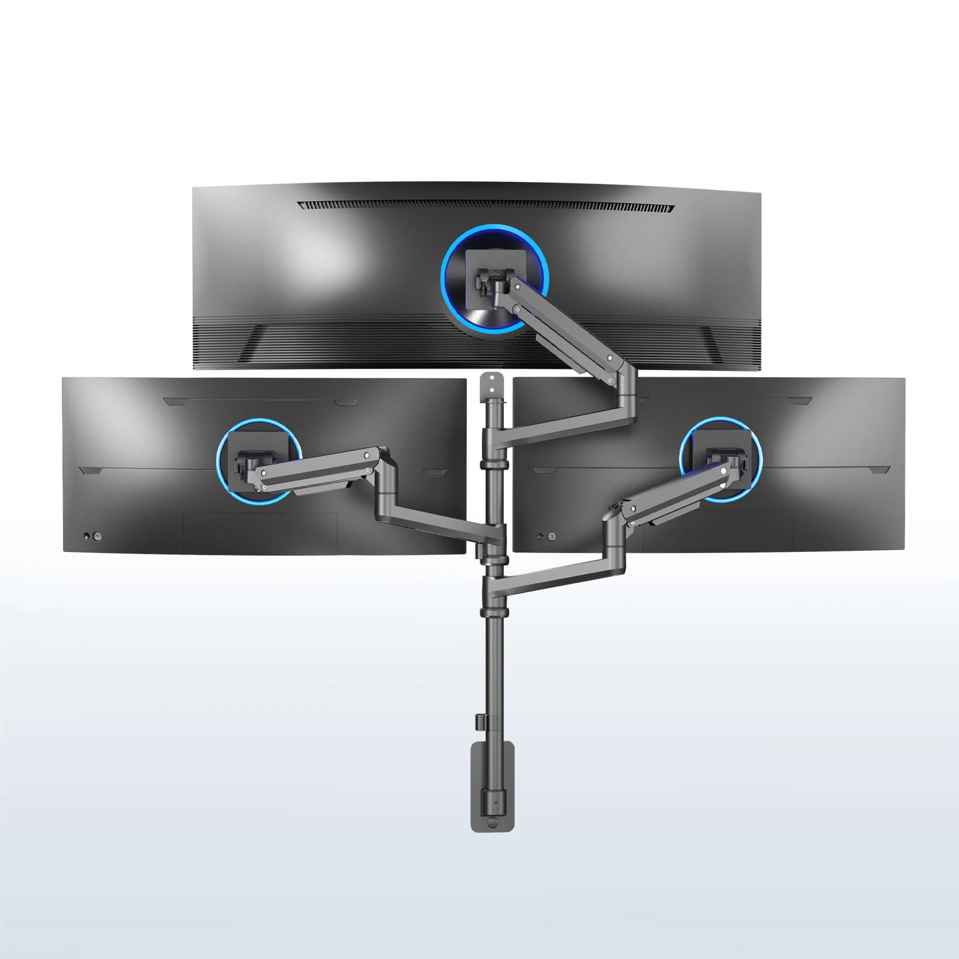 VIVO Pneumatic Arm Triple Ultrawide Monitor Extra Tall Wall Mount - Up to 49" Screens — Pneumatic Arm Triple Ultrawide Monitor Extra Tall Wall Mount - Up to 49" Screens — Product view
