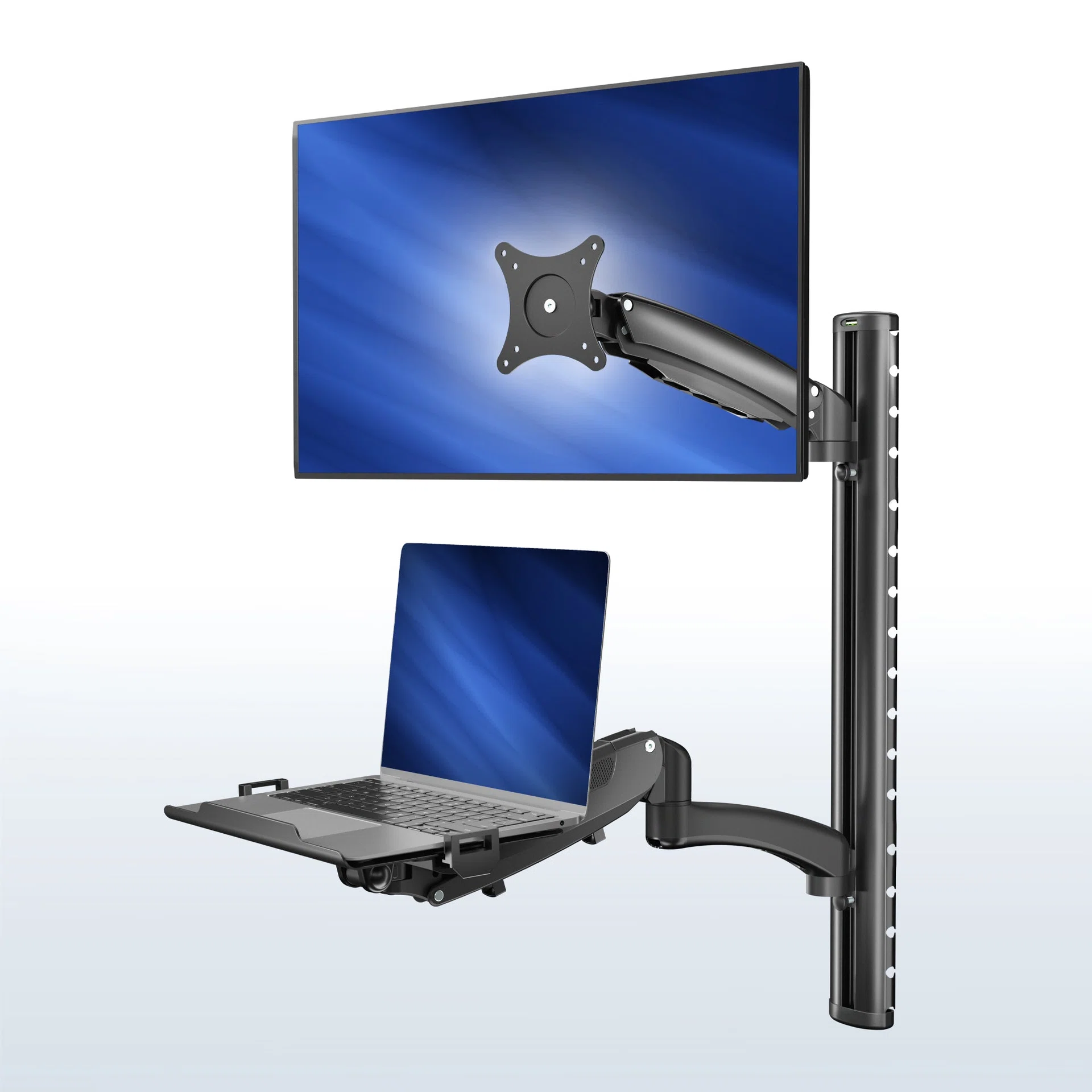 VIVO Sit to Stand Single Monitor & Laptop Wall Mount Workstation - Up to 27" Screens, 17.3" Laptops — Sit to Stand Single Monitor & Laptop Wall Mount Workstation - Up to 27" Screens, 17.3" Laptops — Product view