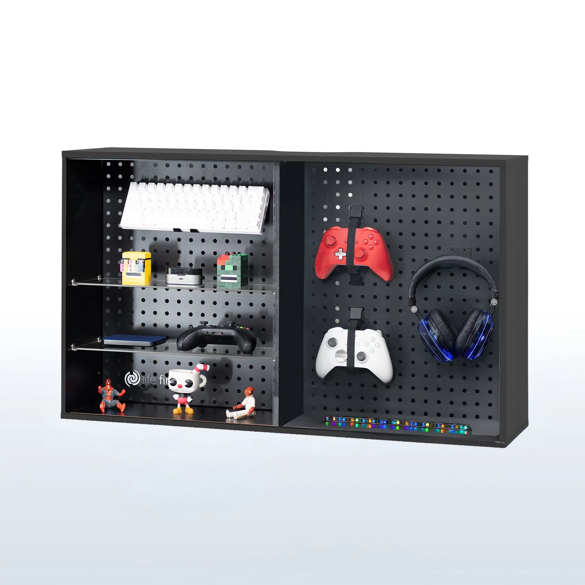 Life Finds by VIVO Pegboard Cabinet with Glass Door