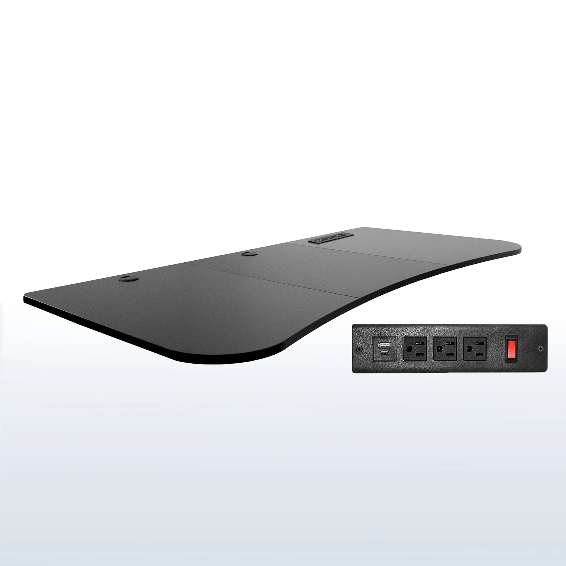 Black 63” x 32” Table Top with Built-in Power Strip