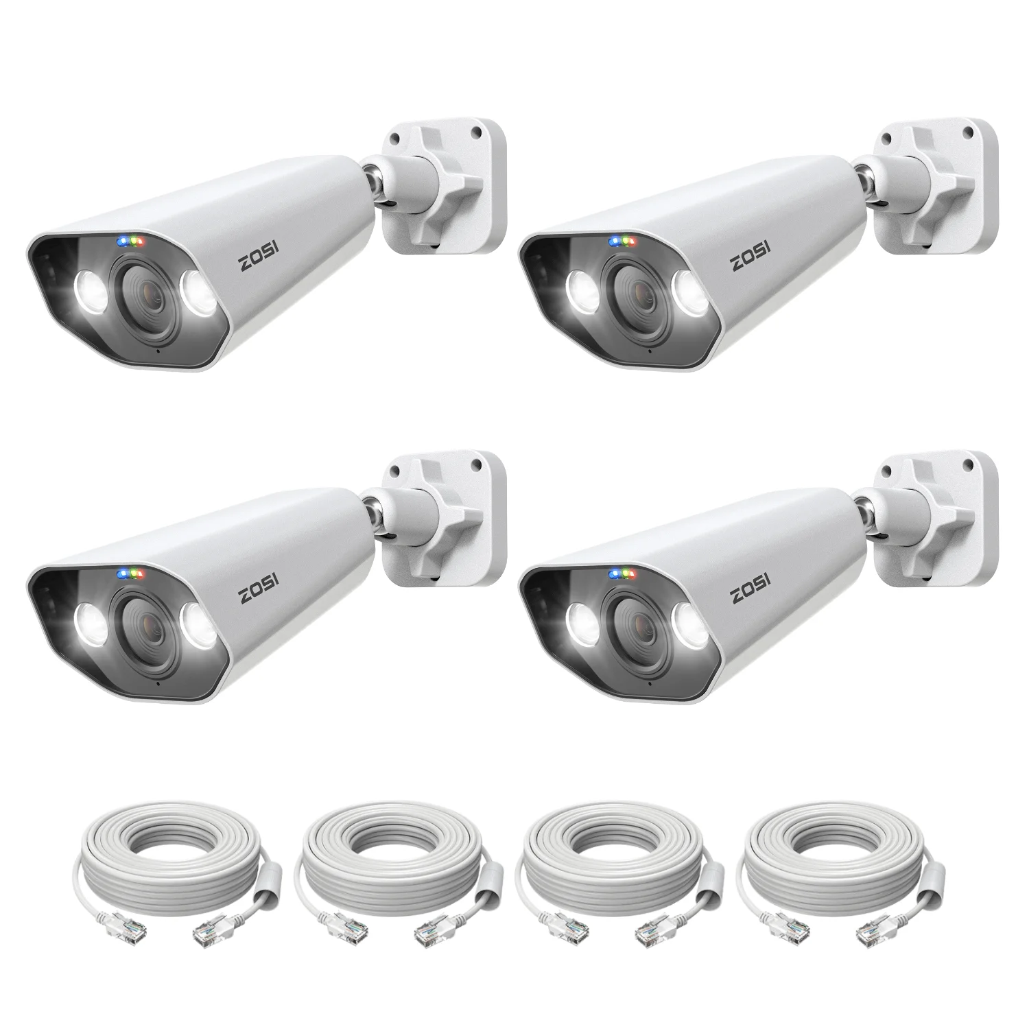 C182 4K PoE Camera with Smart Active Deterrence + 60 ft Ethernet Cable — 4-Camera Pack