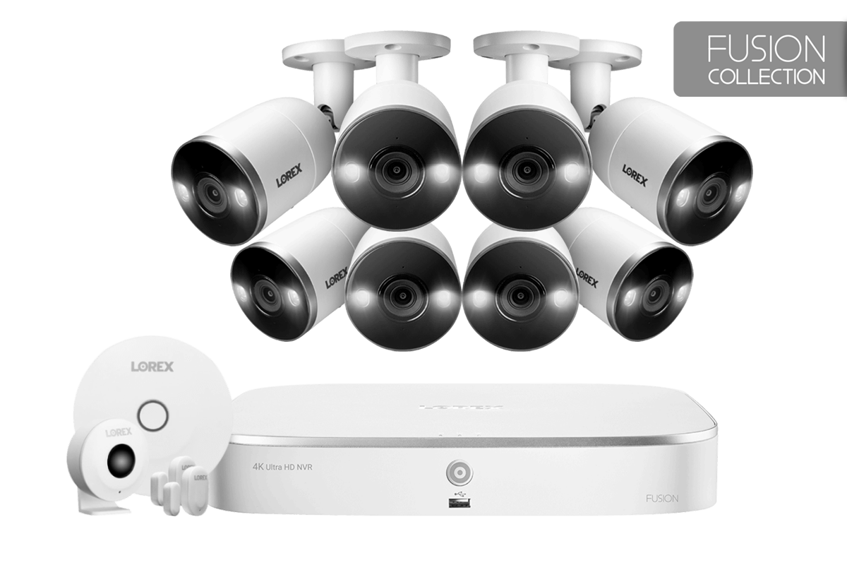 Lorex 4K Ultra HD IP 8-Channel NVR System with 8 Smart Deterrence 4K 8MP IP Cameras and Smart Sensor Starter Kit: exact-model product hardware or included component detail 1