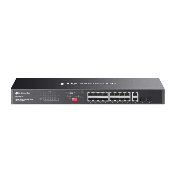 Omada Unmanaged 18-Port Gigabit Rackmount PoE Switch with 16-Port PoE+, DS1018GMP