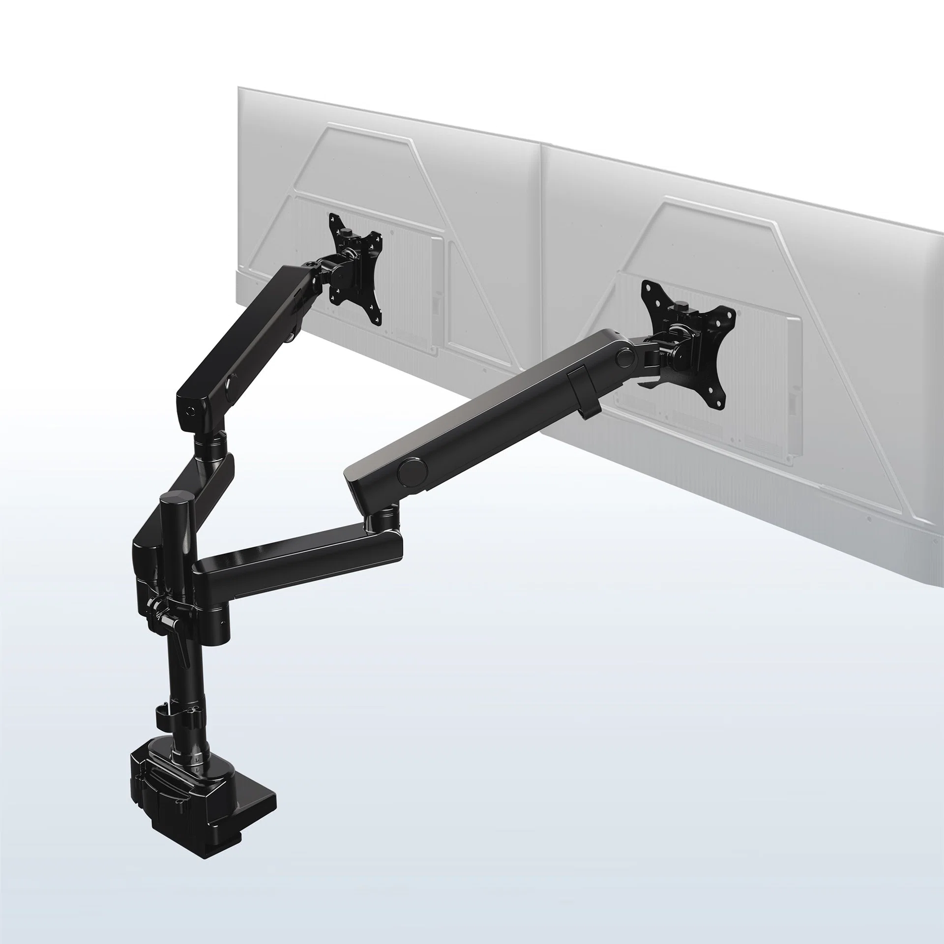VIVO Mechanical Arm Dual Ultrawide Monitor Desk Mount with USB Ports - Up to 40" Screens — Mechanical Arm Dual Ultrawide Monitor Desk Mount with USB Ports - Up to 40" Screens — Product view