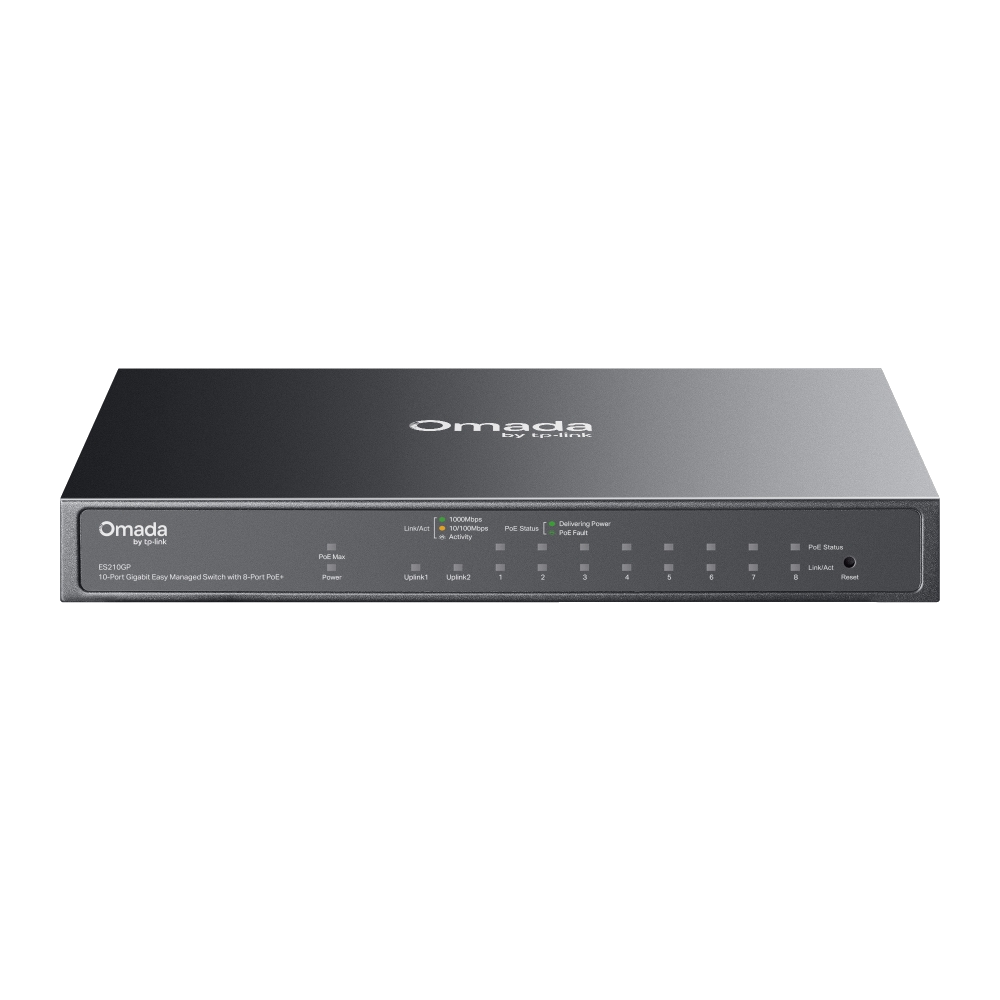 Omada 10-Port Gigabit Easy Managed PoE Switch with 8-Port PoE+, ES210GP