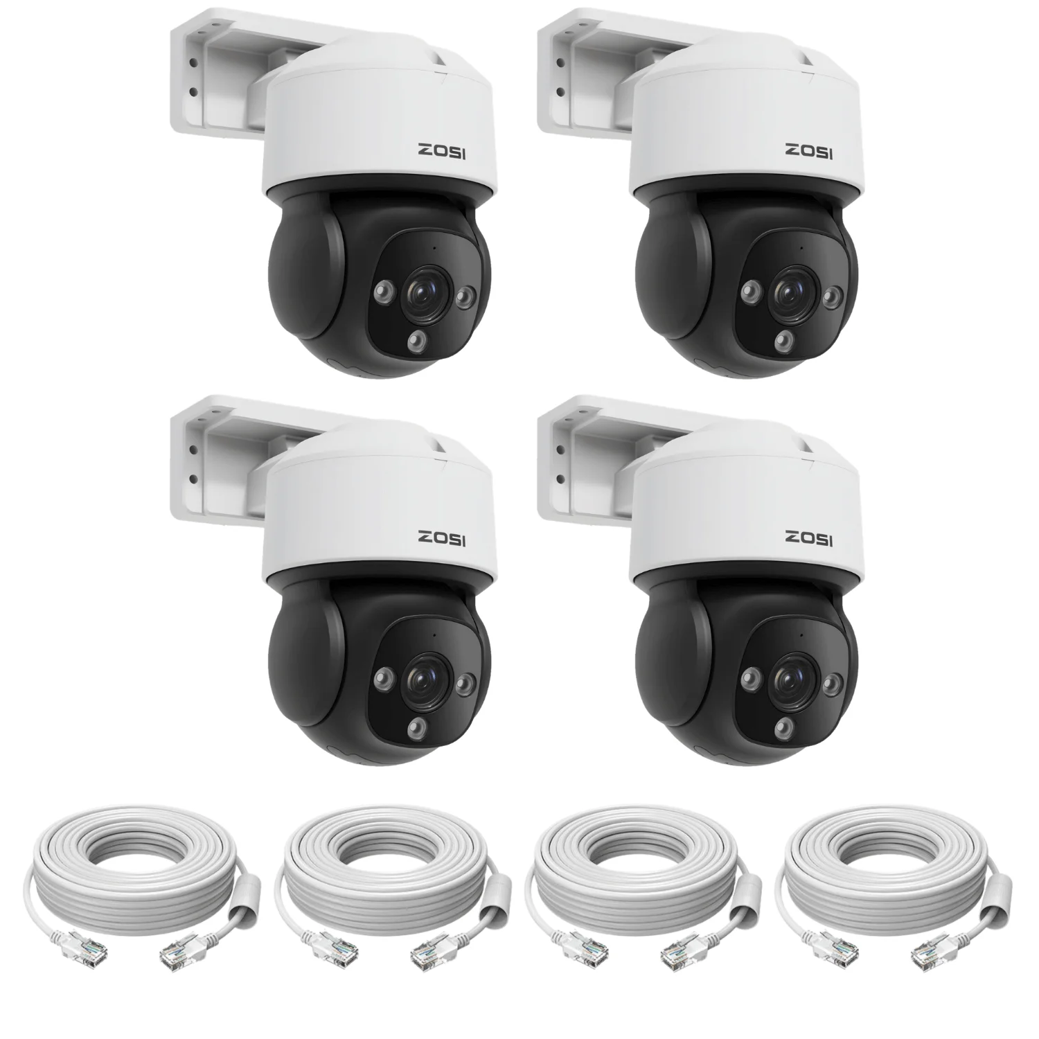 C290M 4K PT PoE Camera with IR Night Vision + 60 ft Ethernet Cable — 4-Camera Pack