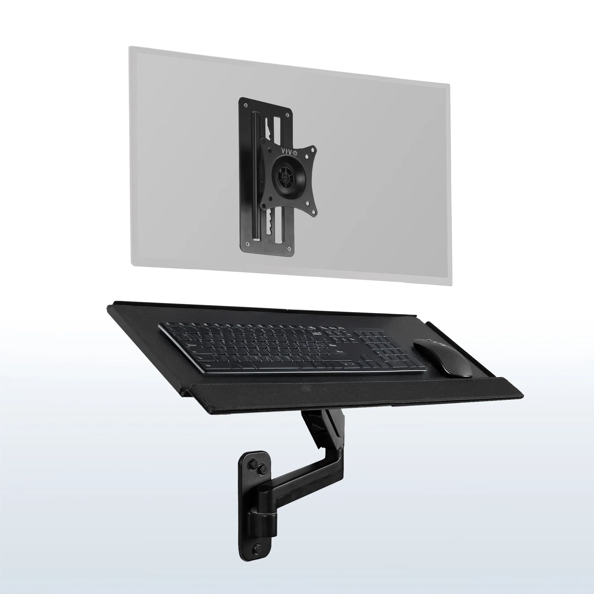 Single Monitor Wall Mount + Keyboard Tray Wall Mount - 17" to 32" Screens