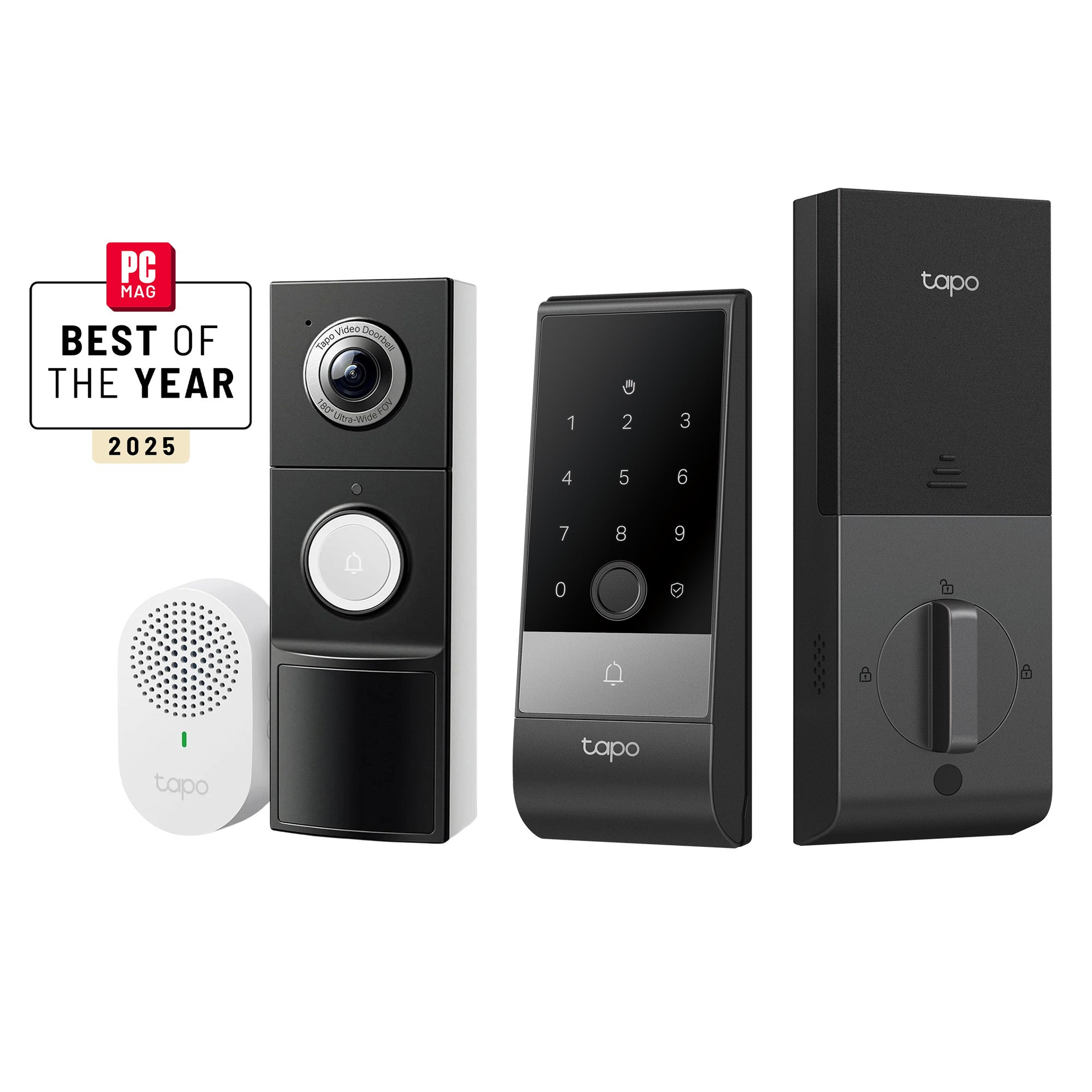 Front Door Security Pro – 2K Video Doorbell Camera + Palm/Fingerprint Smart Door Lock