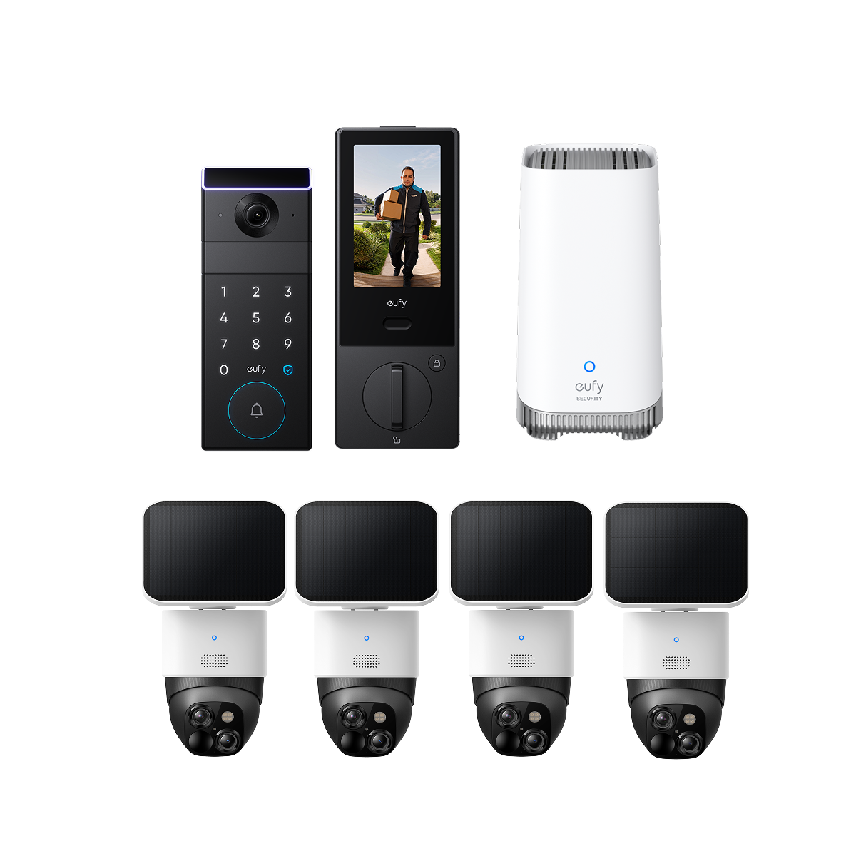 eufy SoloCam S340 (4-Cam Pack) + FamiLock S3 Max + HomeBase™ S380