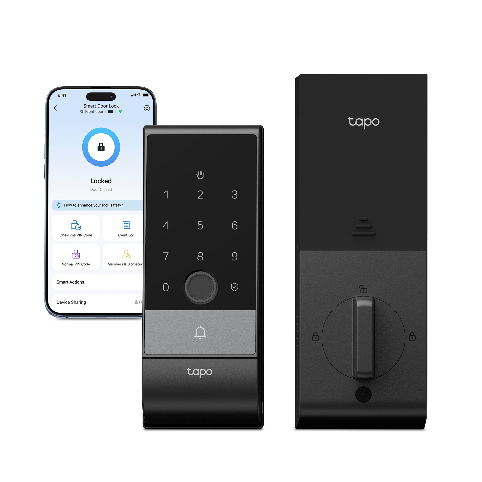 TP-Link Palm Access and Fingerprint Recognition Battery Powered Smart Door Lock, Tapo DL130 — Product view